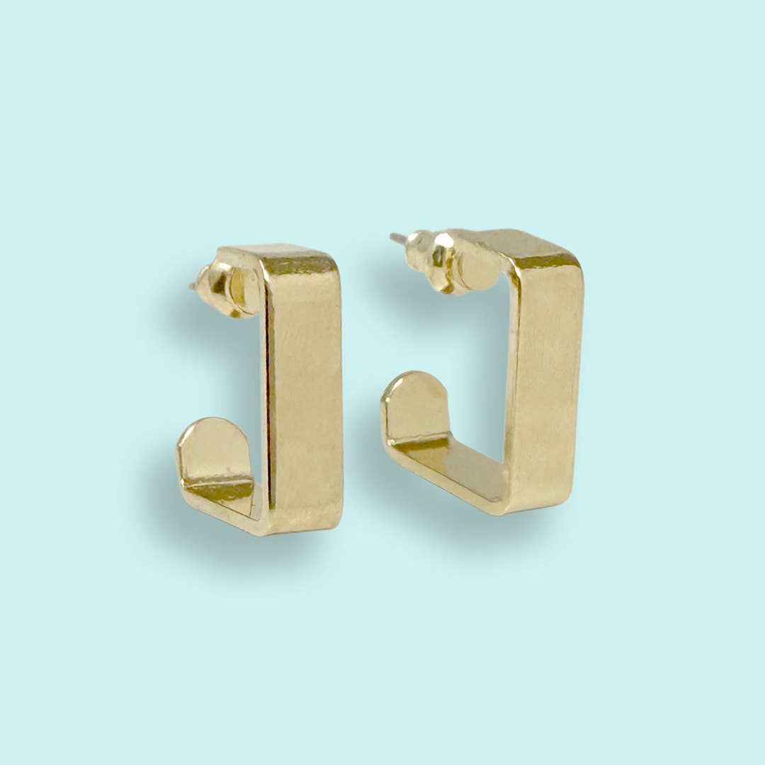 Gold Square Hoop Earrings
