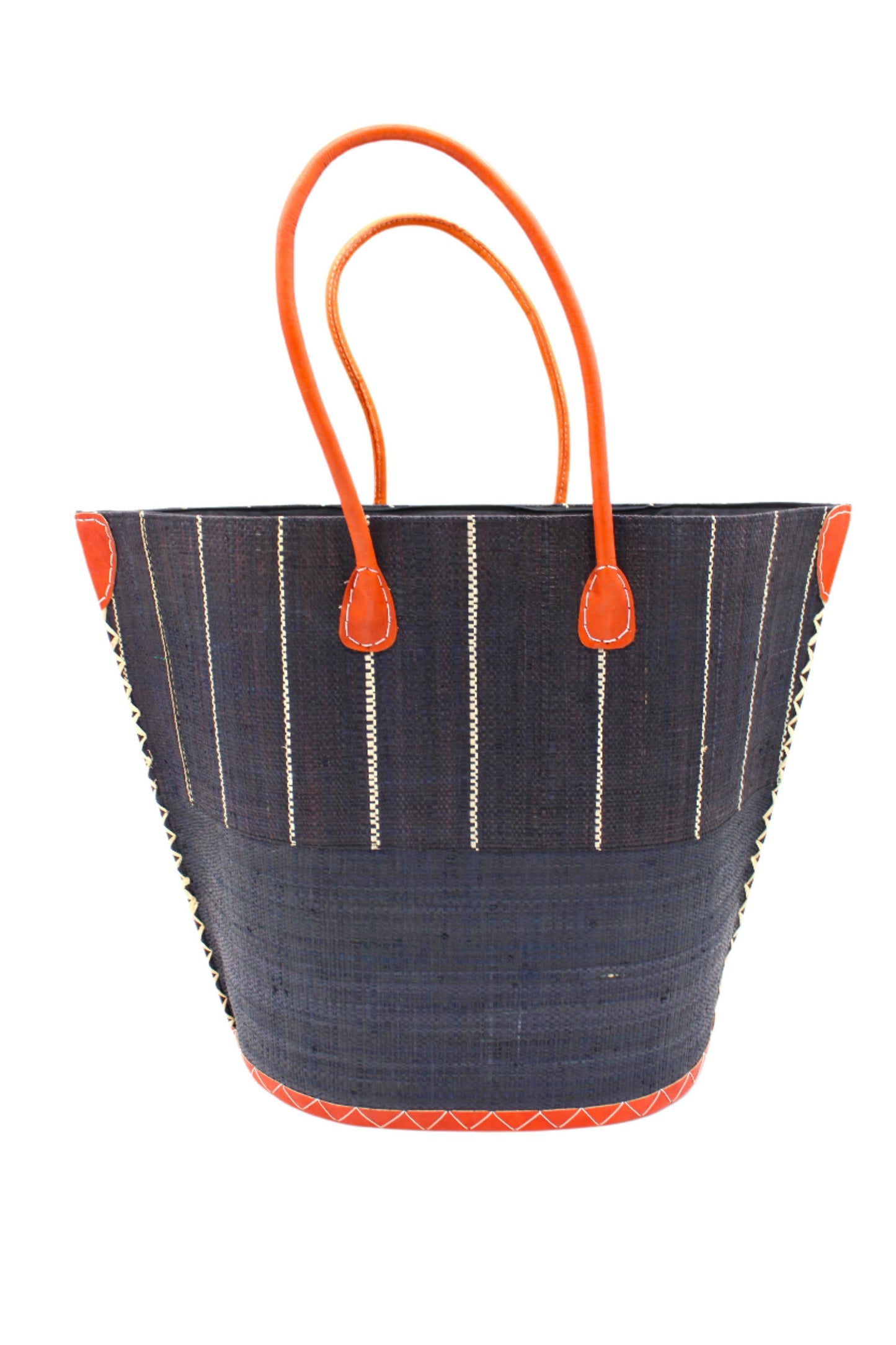 Santa Cruz Two Tone Pinstripes Large Straw Tote Bag