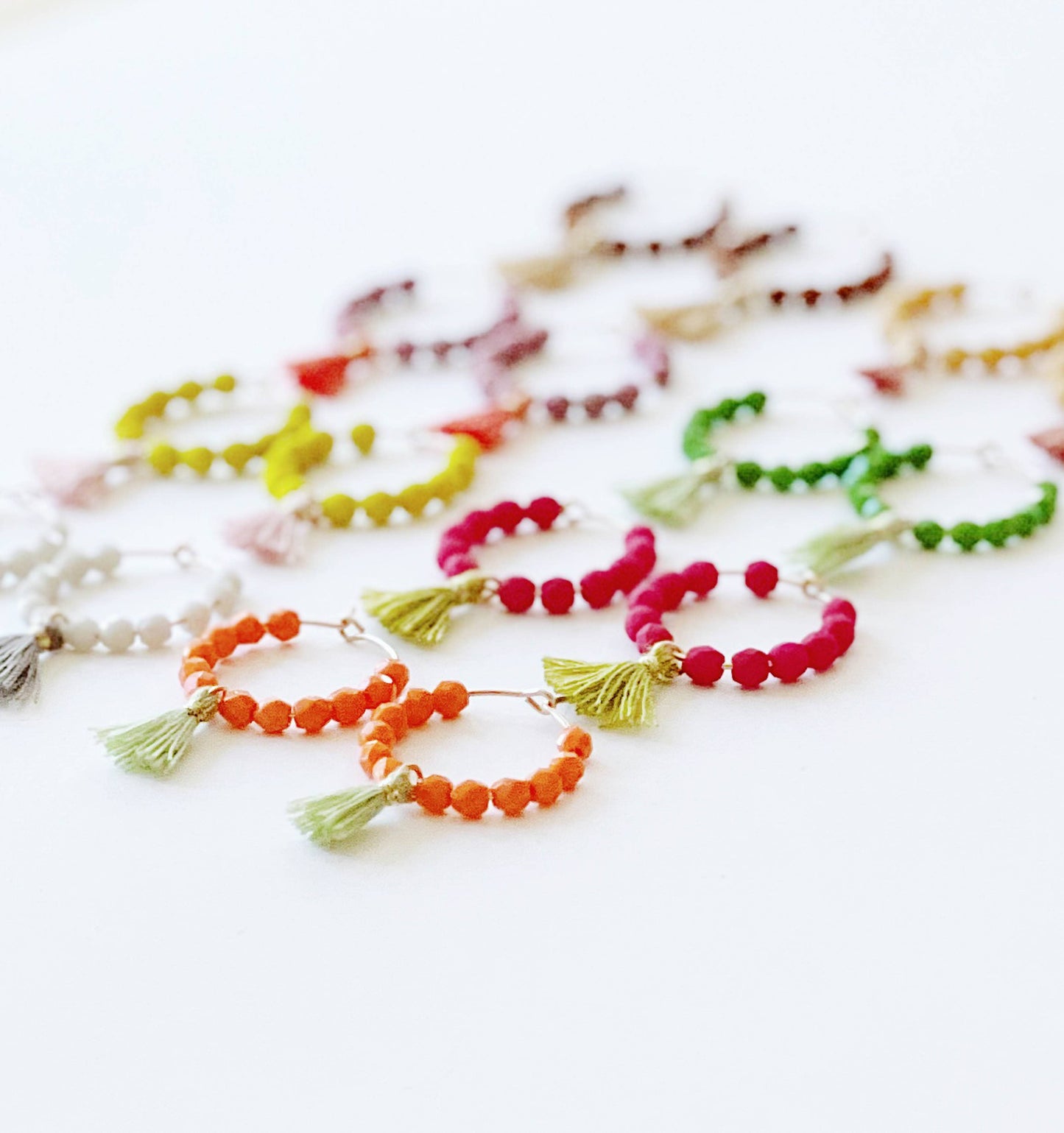 Small Gold Filled Hoops With Beads And Tassels