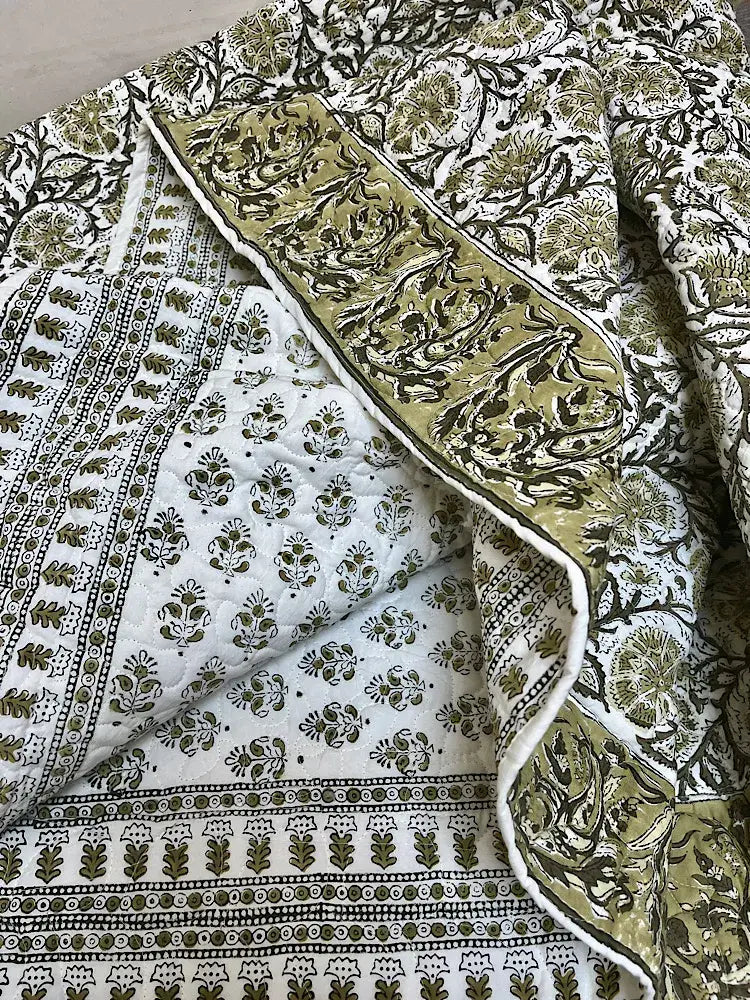 Quilted Bedspread 60x80 Kalam Green