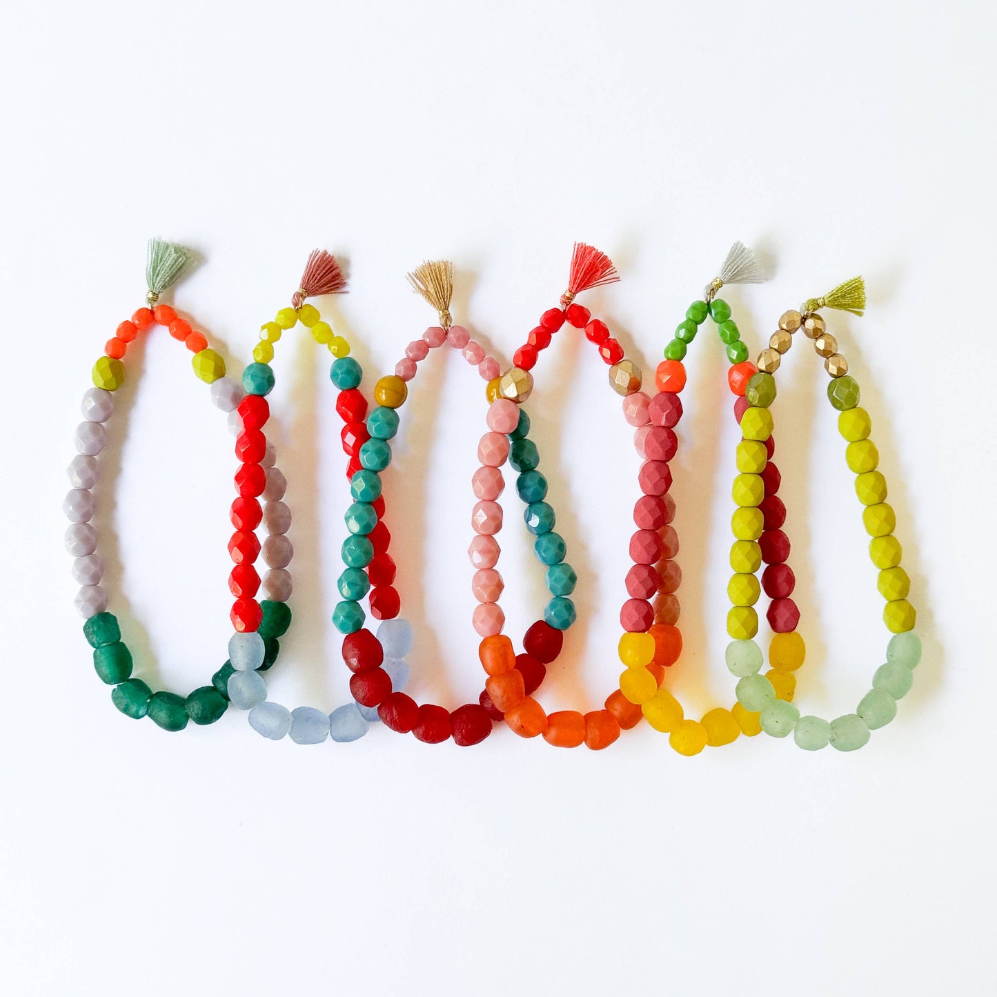 Multicolor Recycled African Glass And Mixed Bead Bracelet