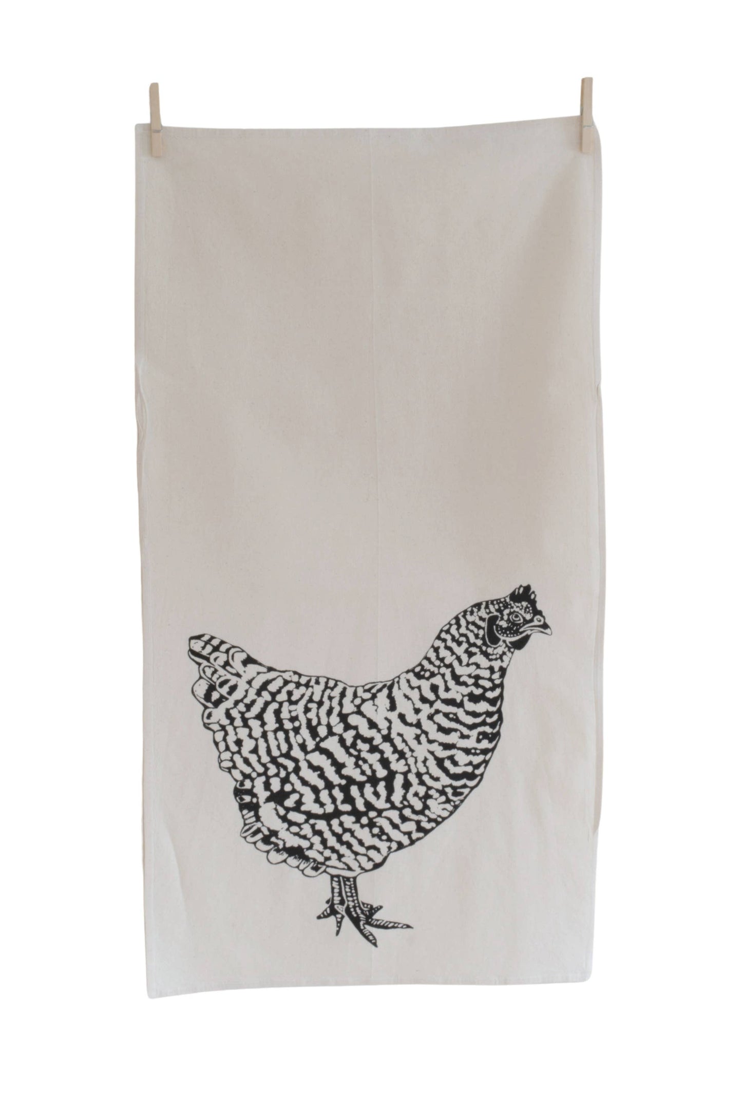 Organic Cotton Chicken Tea Towel - Black Print - Farm Hen