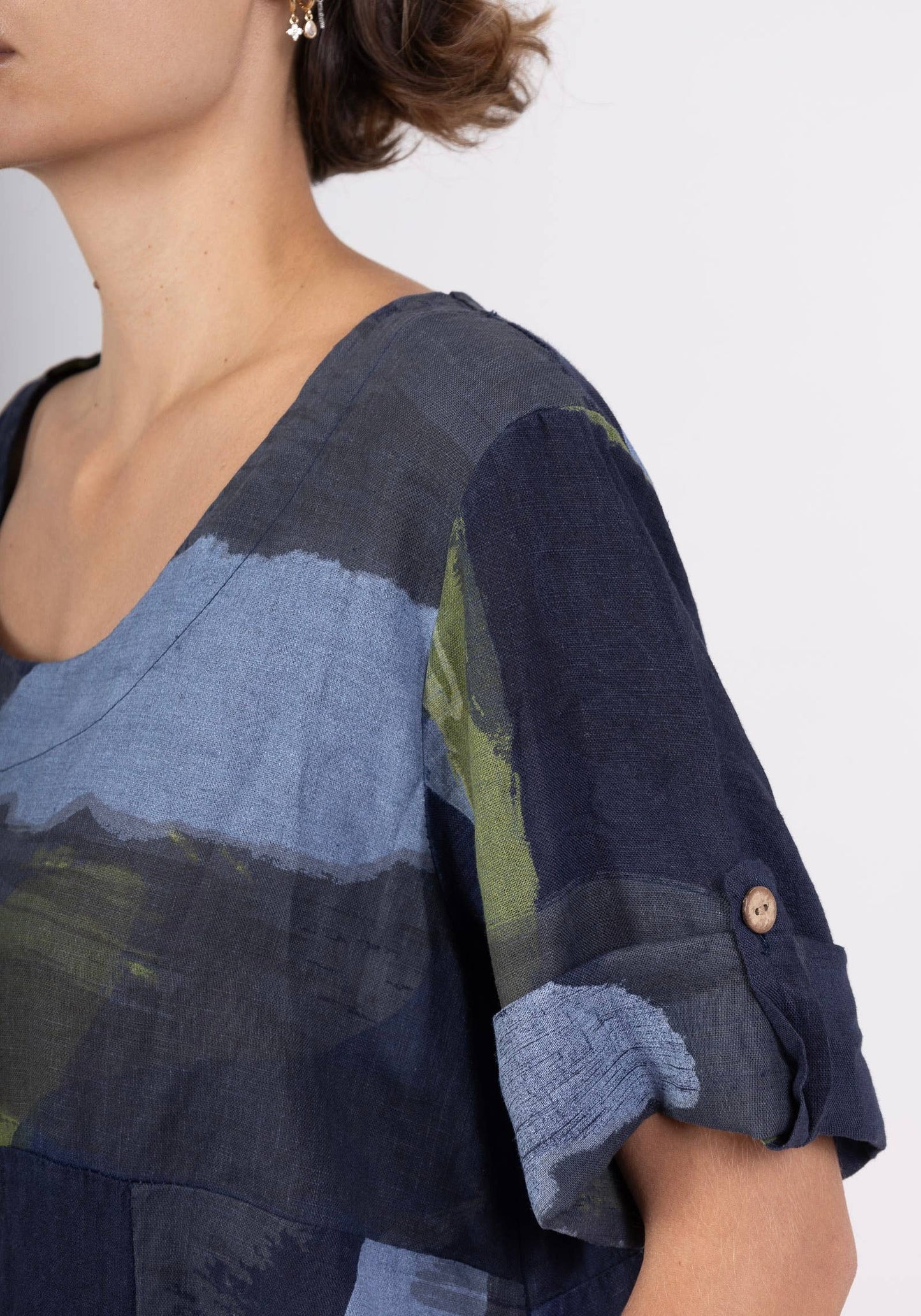 LINEN DRESS 0423 SPRING SUMMER CLOTHING ABSTRACT PATTERN