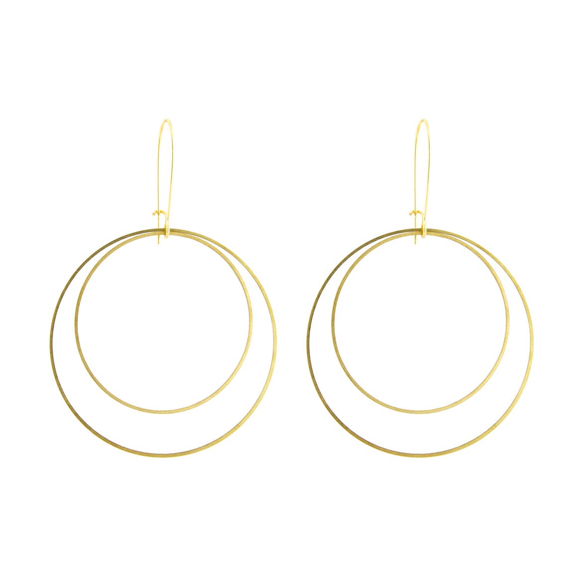 Large Double Circle Earrings : Brass or SIlvertone