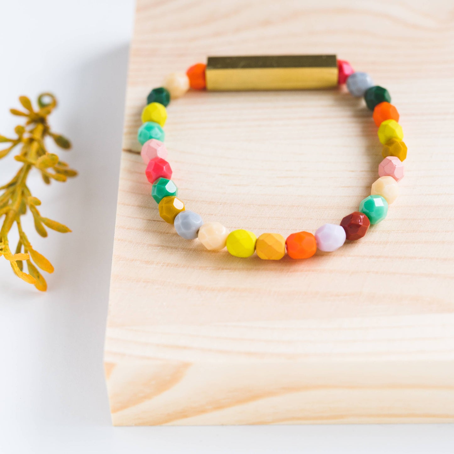 Mixed Beads and Brass Bracelet