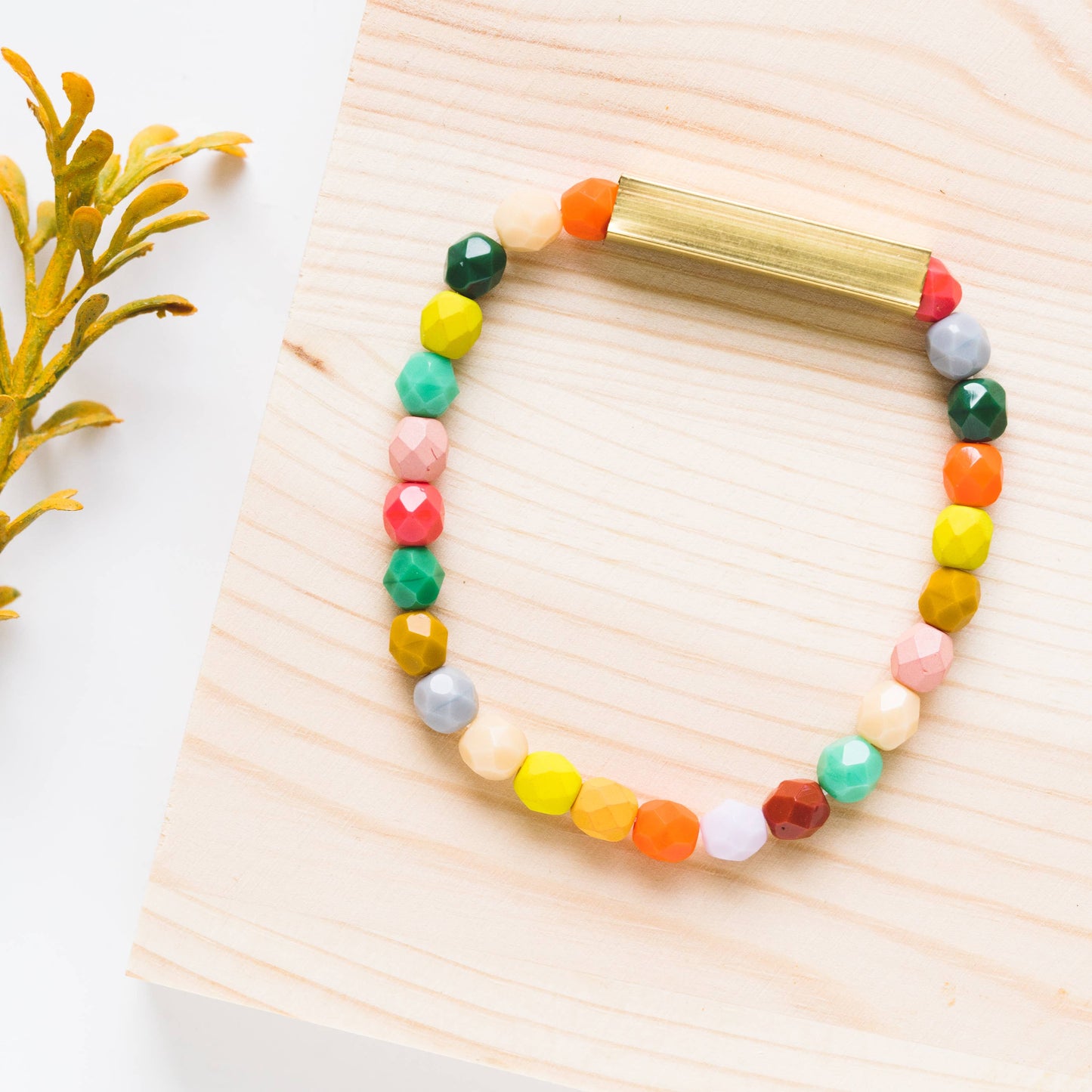 Mixed Beads and Brass Bracelet