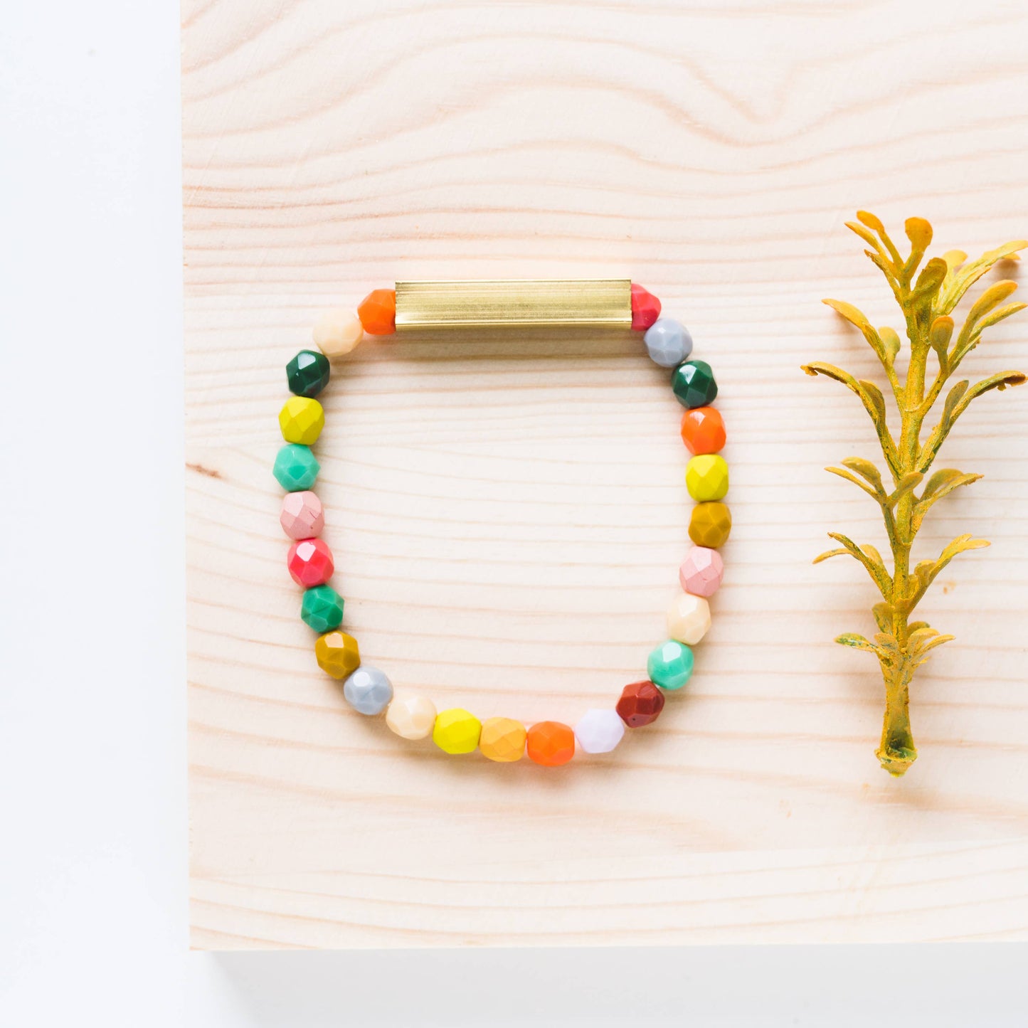 Mixed Beads and Brass Bracelet