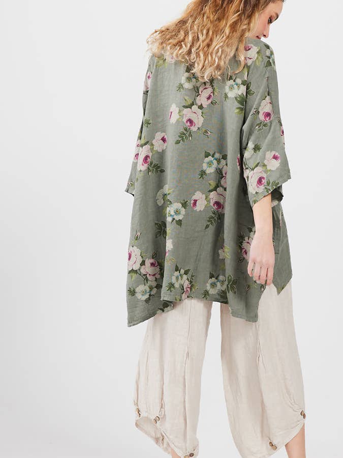 WOMEN'S - Linen FLORAL Teddy Shirt