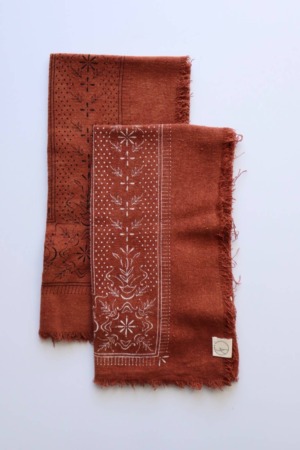 Terra Cotta Classic Print Naturally Dyed Bandana (black)
