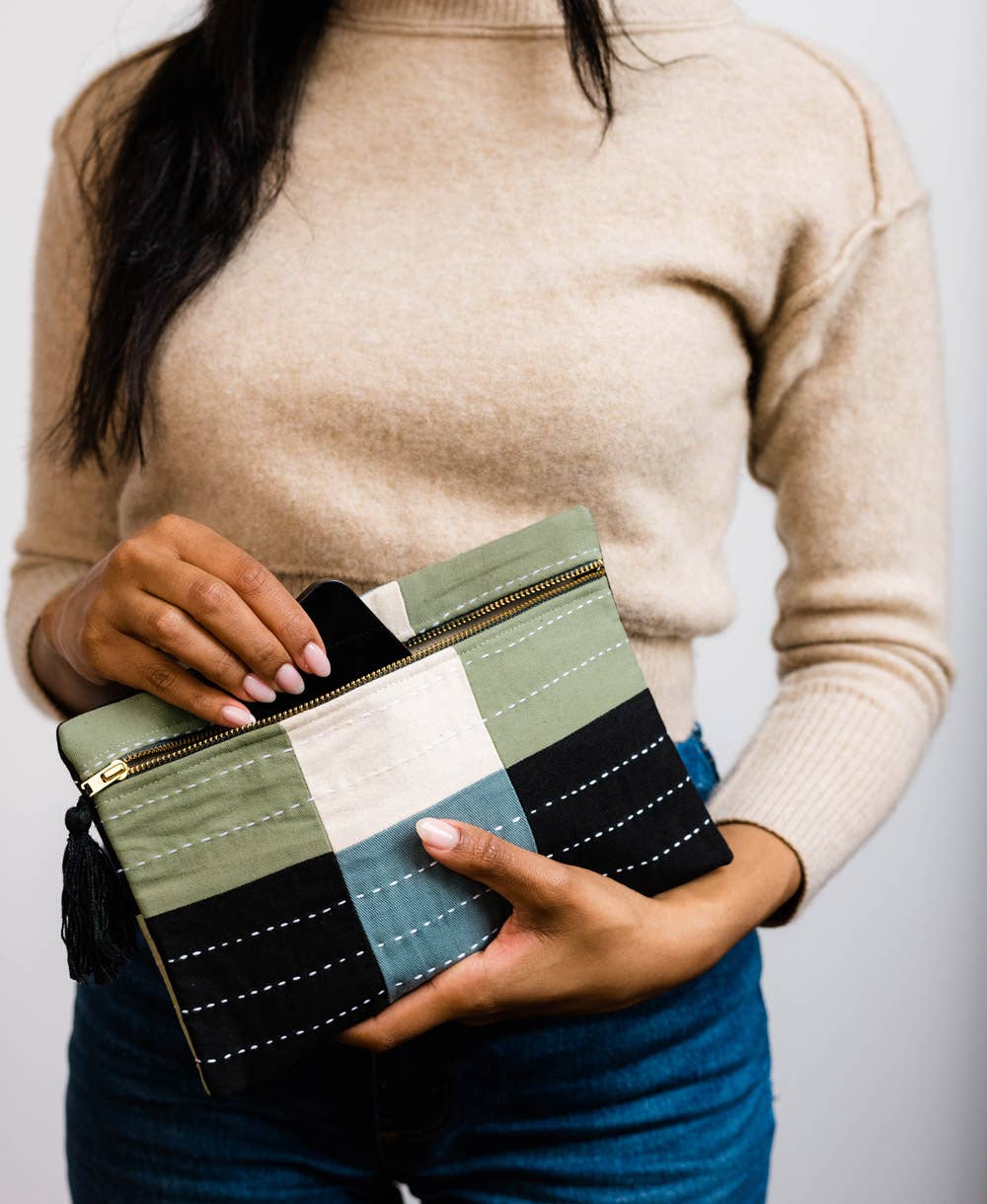 Checkered Pouch Clutch