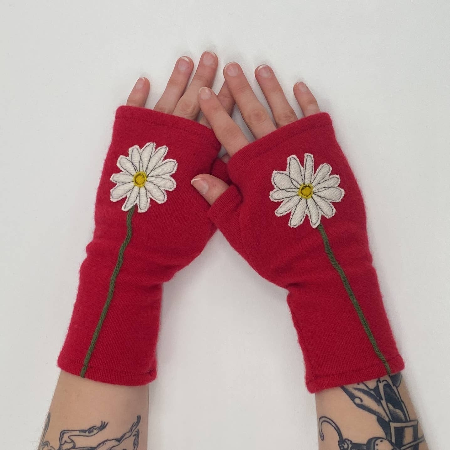 Fingerless Cashmere Gloves-Daisy