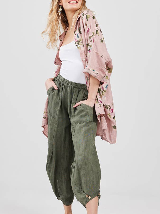 WOMEN'S - Linen FLORAL Teddy Shirt