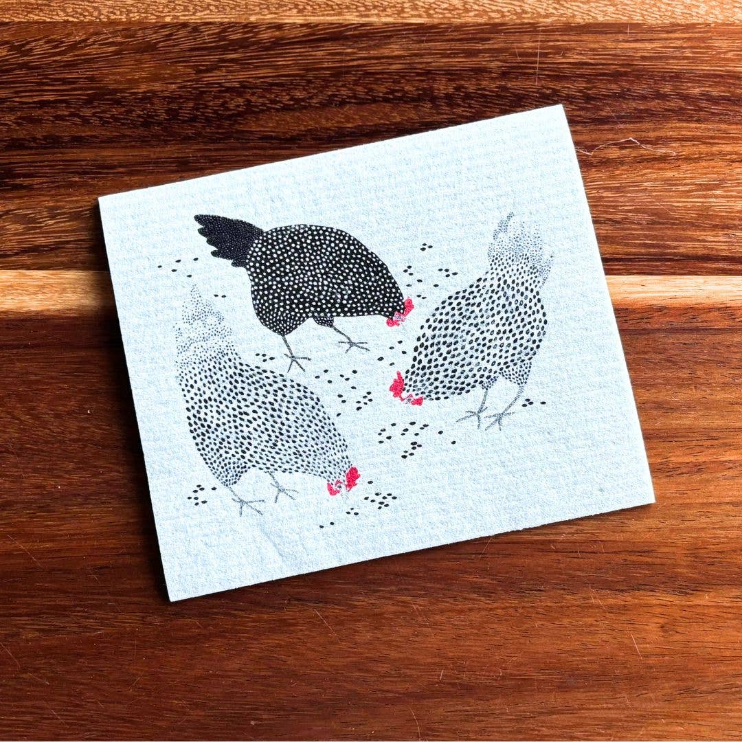 Happy Chickens Swedish Dishcloth | Farmhouse kitchen
