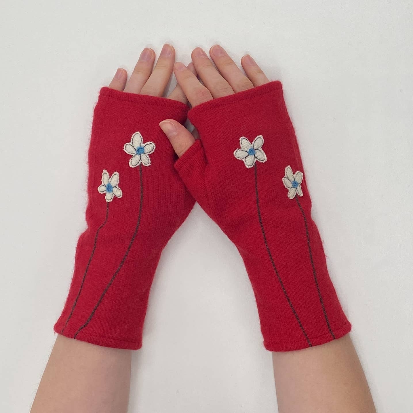 Fingerless Cashmere Gloves-Wildflower