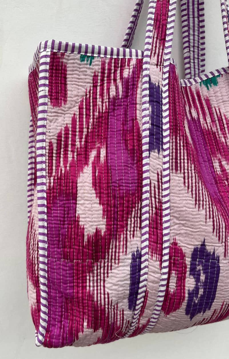 Ikat Print Hippie Bag Weekend Bag Cotton Quilted Carry Bags