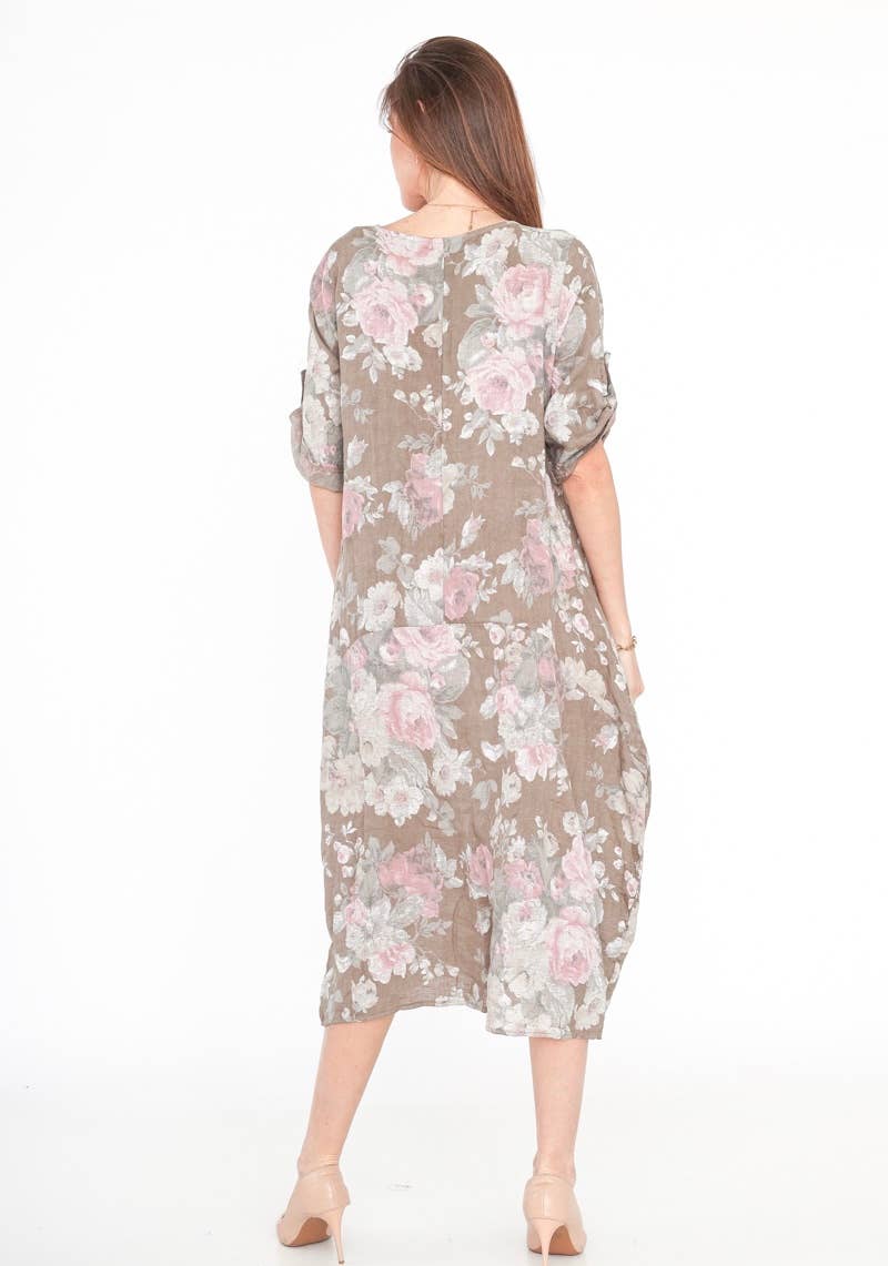7697 LINEN DRESS, FLORAL SPRING SUMMER CLOTHING