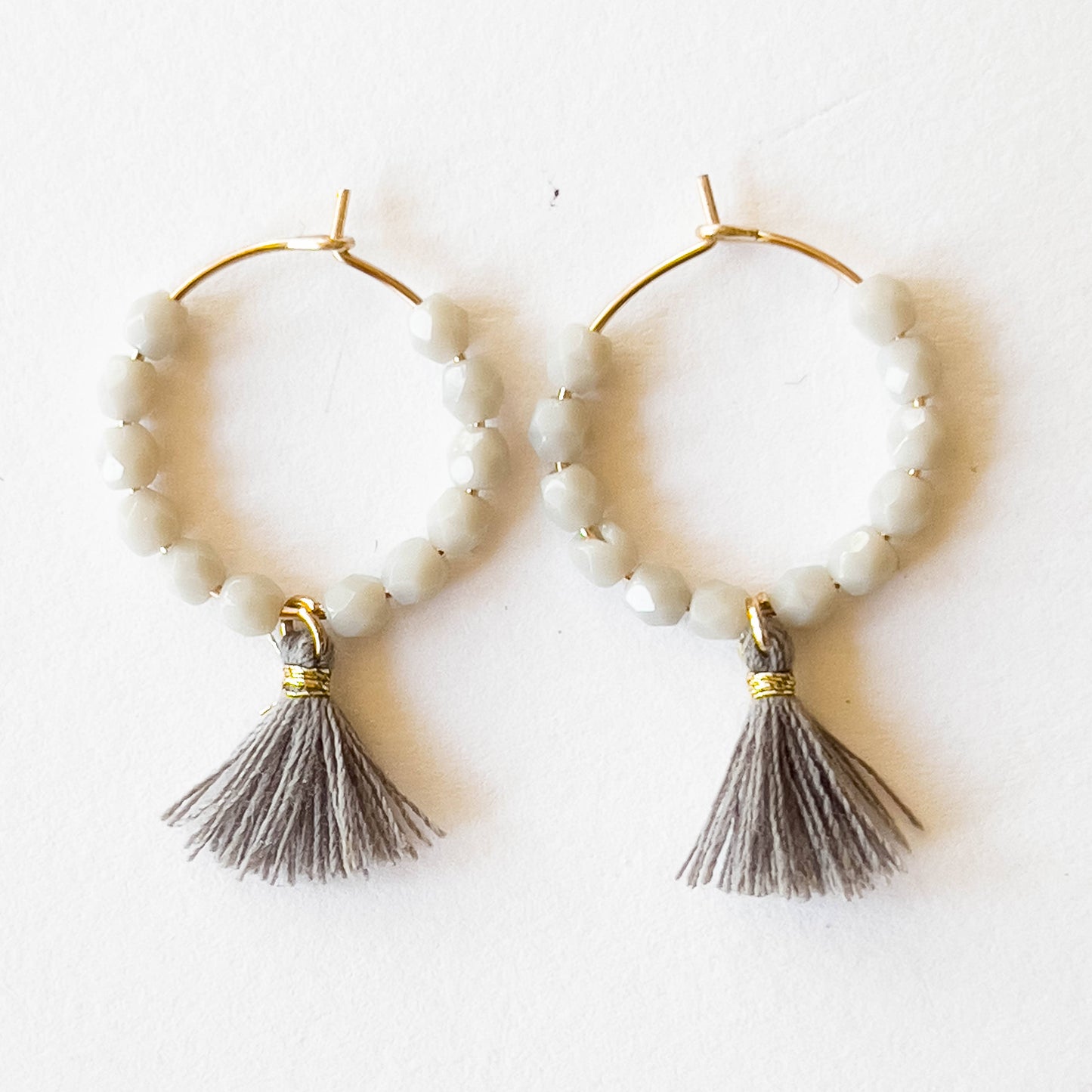 Small Gold Filled Hoops With Beads And Tassels