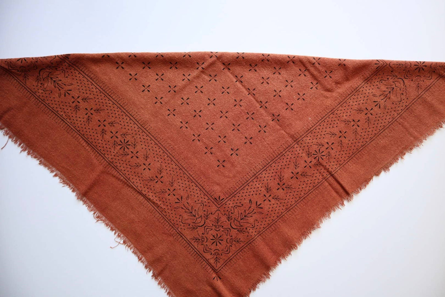 Terra Cotta Classic Print Naturally Dyed Bandana (black)