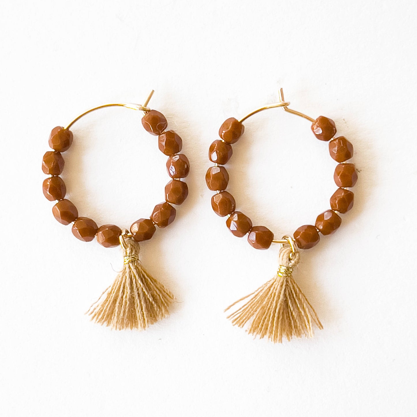 Small Gold Filled Hoops With Beads And Tassels