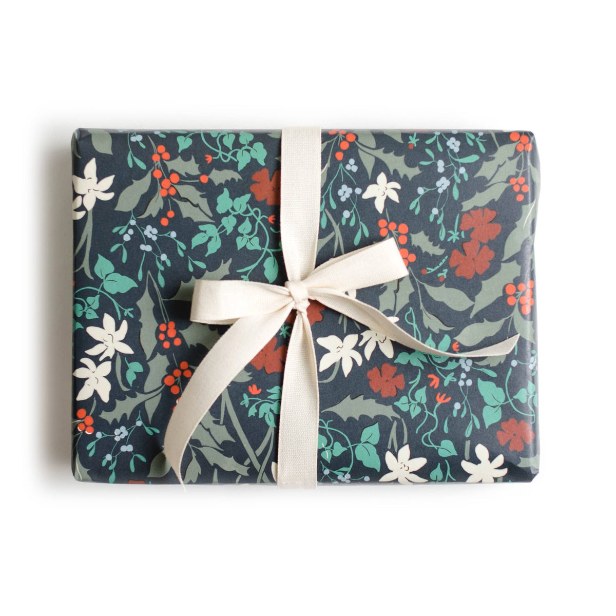Mistletoe and Holly Gift Wrap - Roll