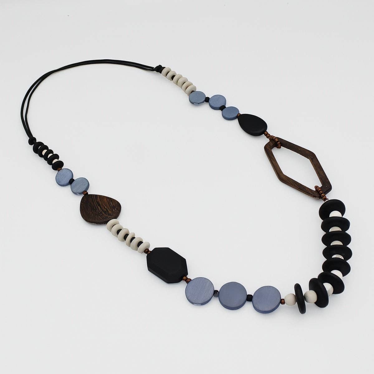 Blue Wood Bead Gabby Necklace