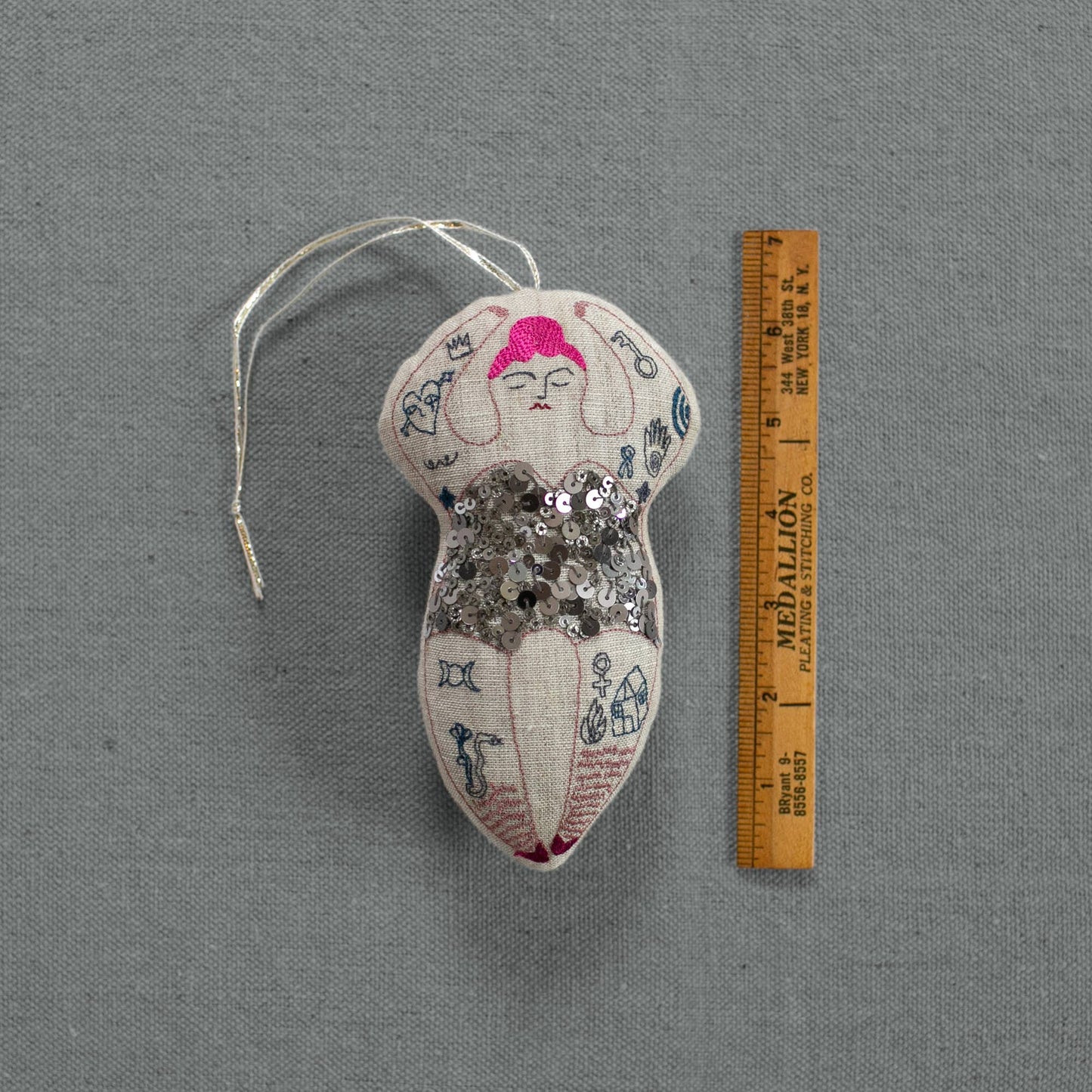 Tattooed Strong Lady - Cotton-filled Ornament, Token