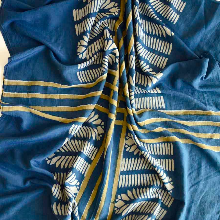 Indigo Blue Scarf | Handprinted | Women Accessories - Aarya
