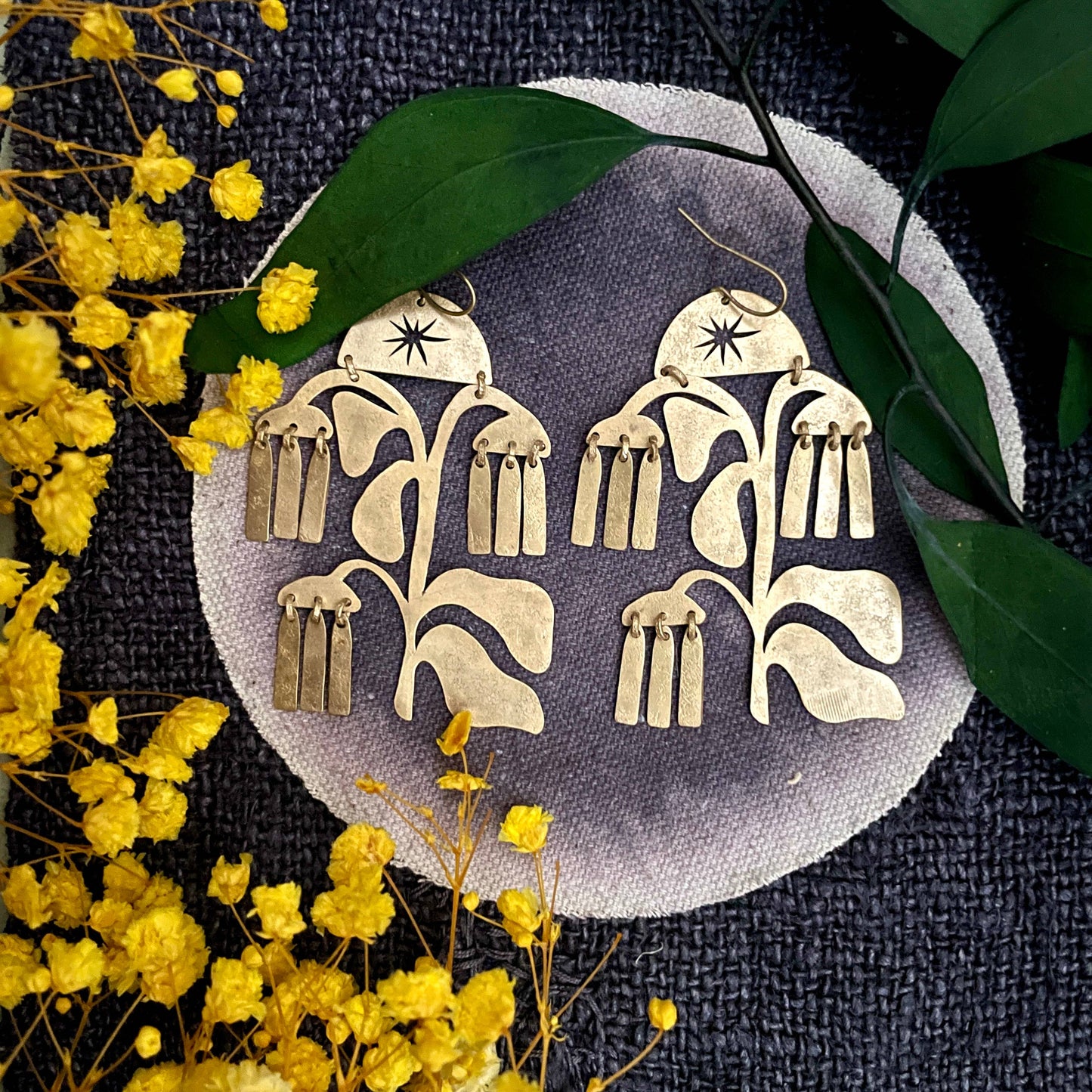 Brass Earrings, Bohemian Contemporary Handmade Jewelry