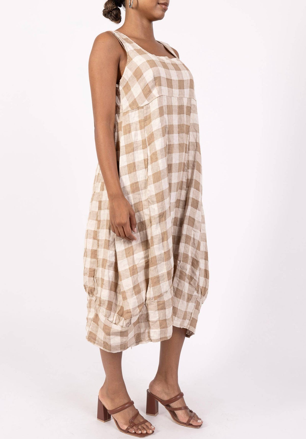 322 LINEN DRESS WITH VICHY CHECKS: CACCIU