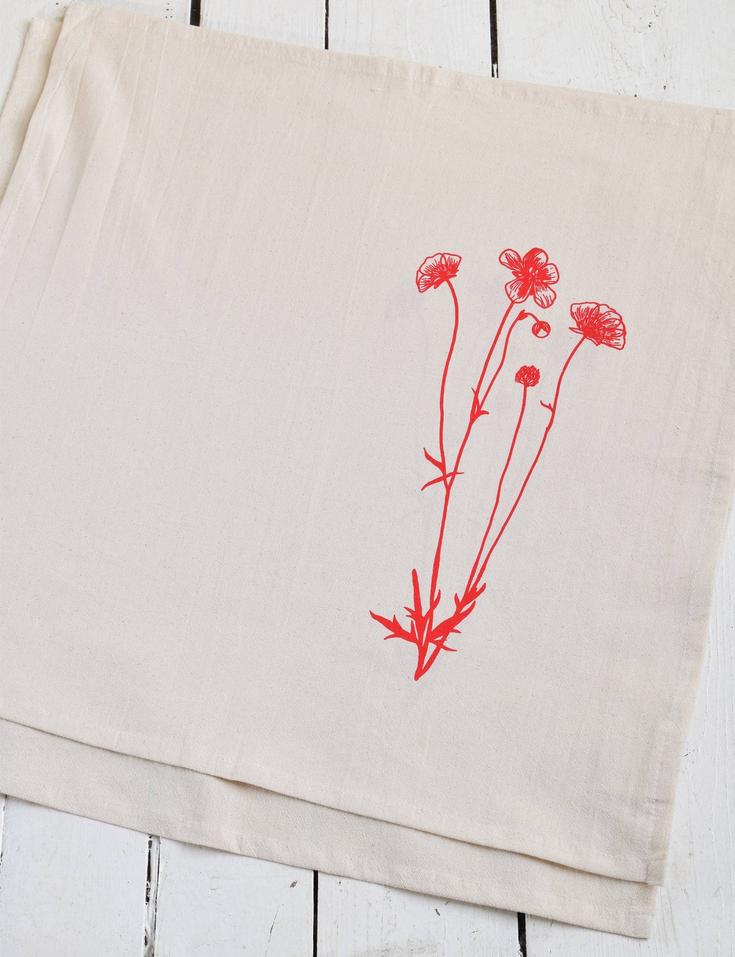 Organic Cotton Napkins - Flower in Red - Set of 4 - Eco