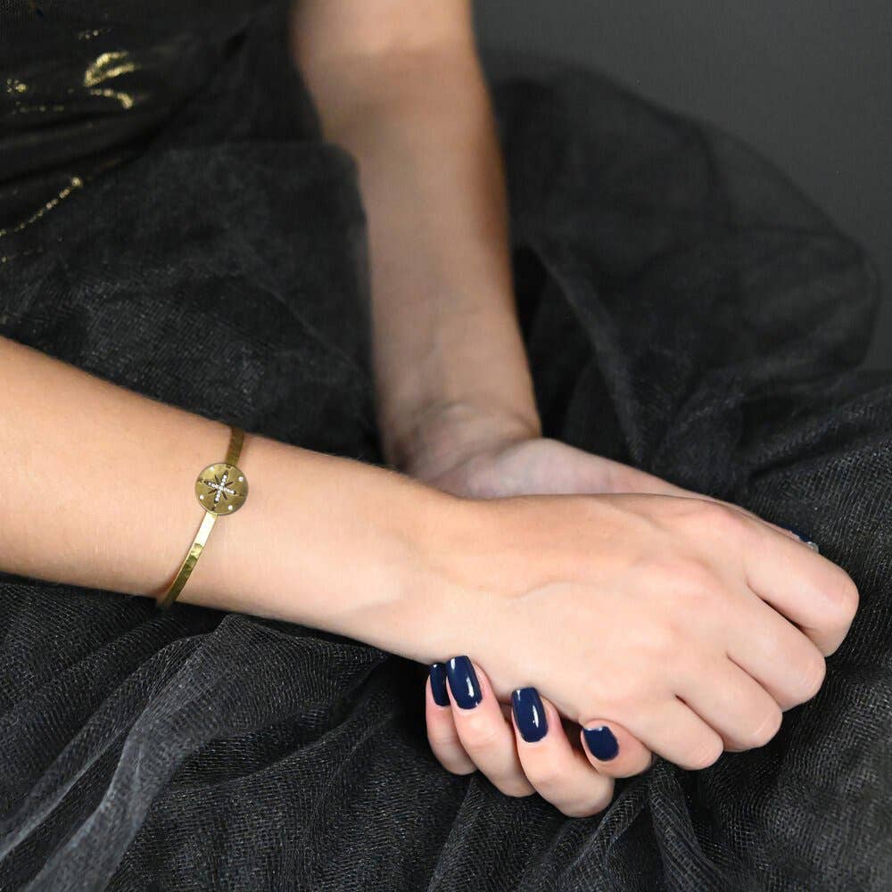 Delicate Brass Cuff w/ Compass and Stones