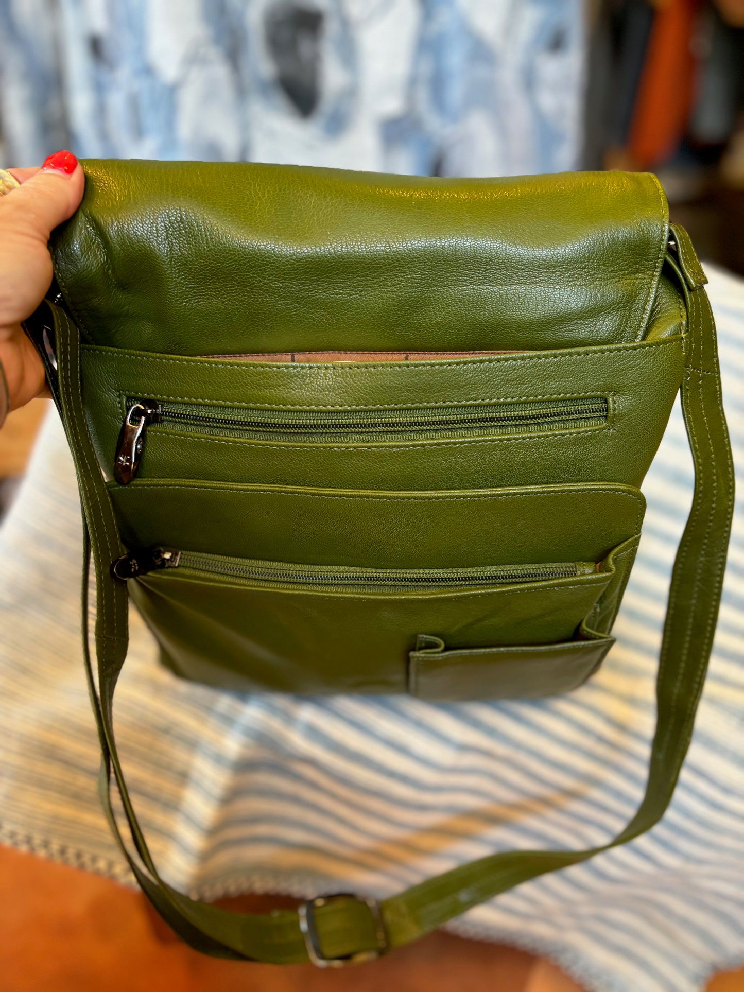 Crossbody Green Leather Bag BG1521