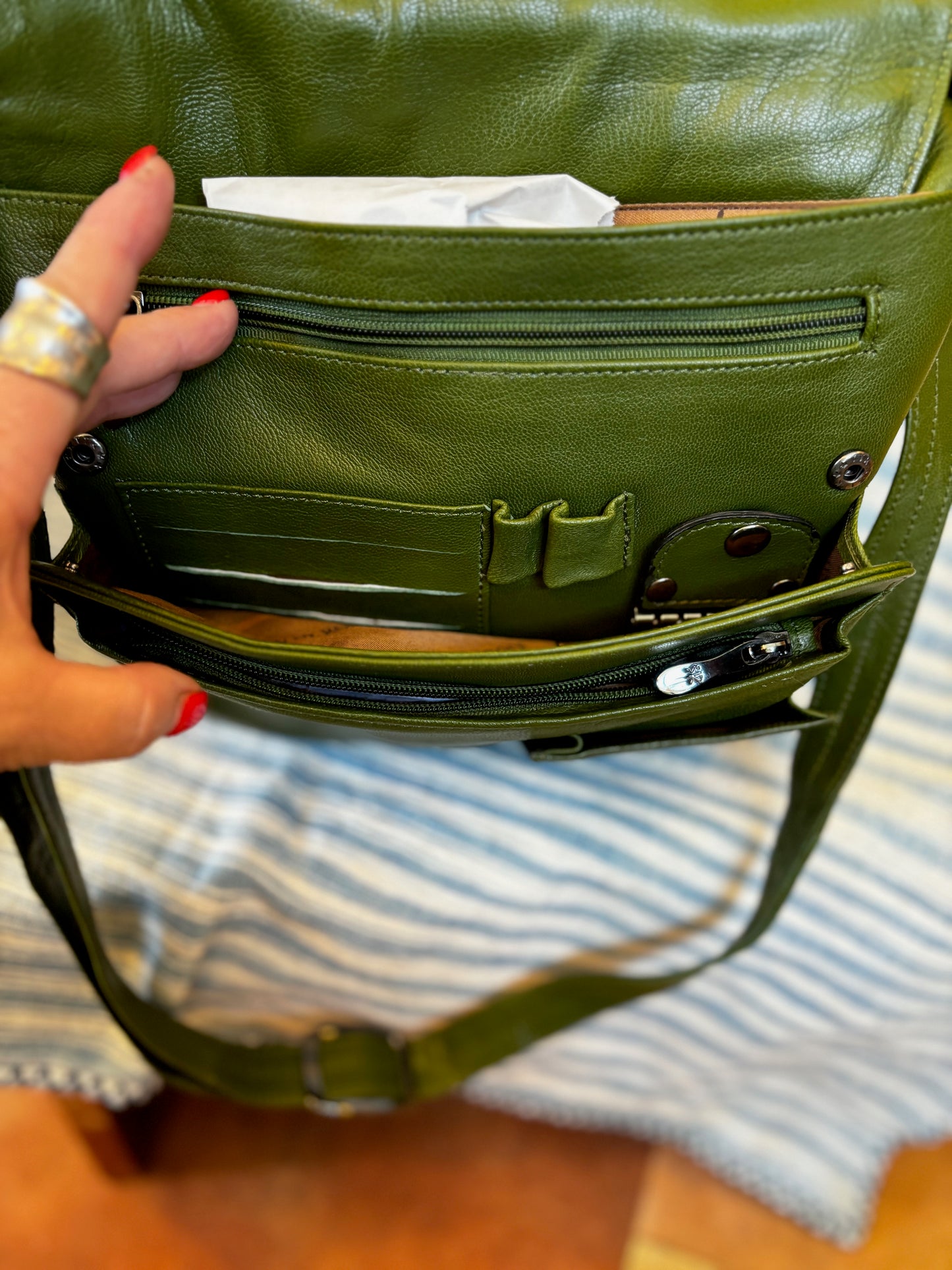 Crossbody Green Leather Bag BG1521