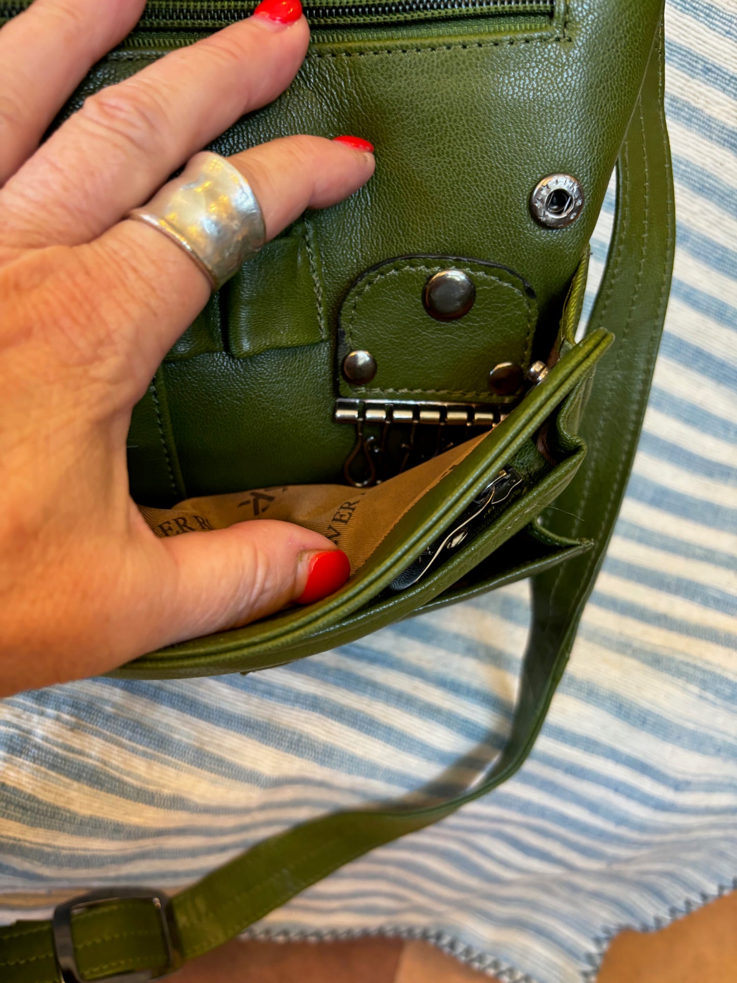 Crossbody Green Leather Bag BG1521
