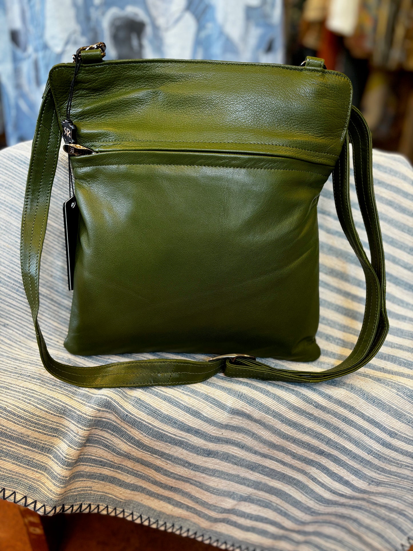 Crossbody Green Leather Bag BG1521