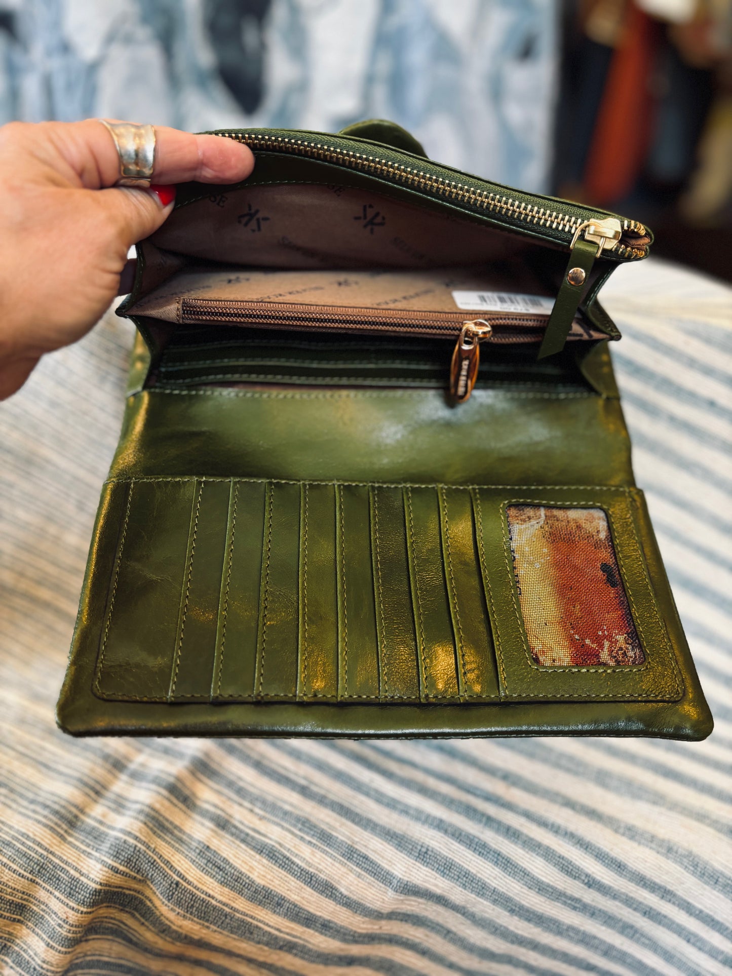 Olive Leather Wallet/Clutch BG1463