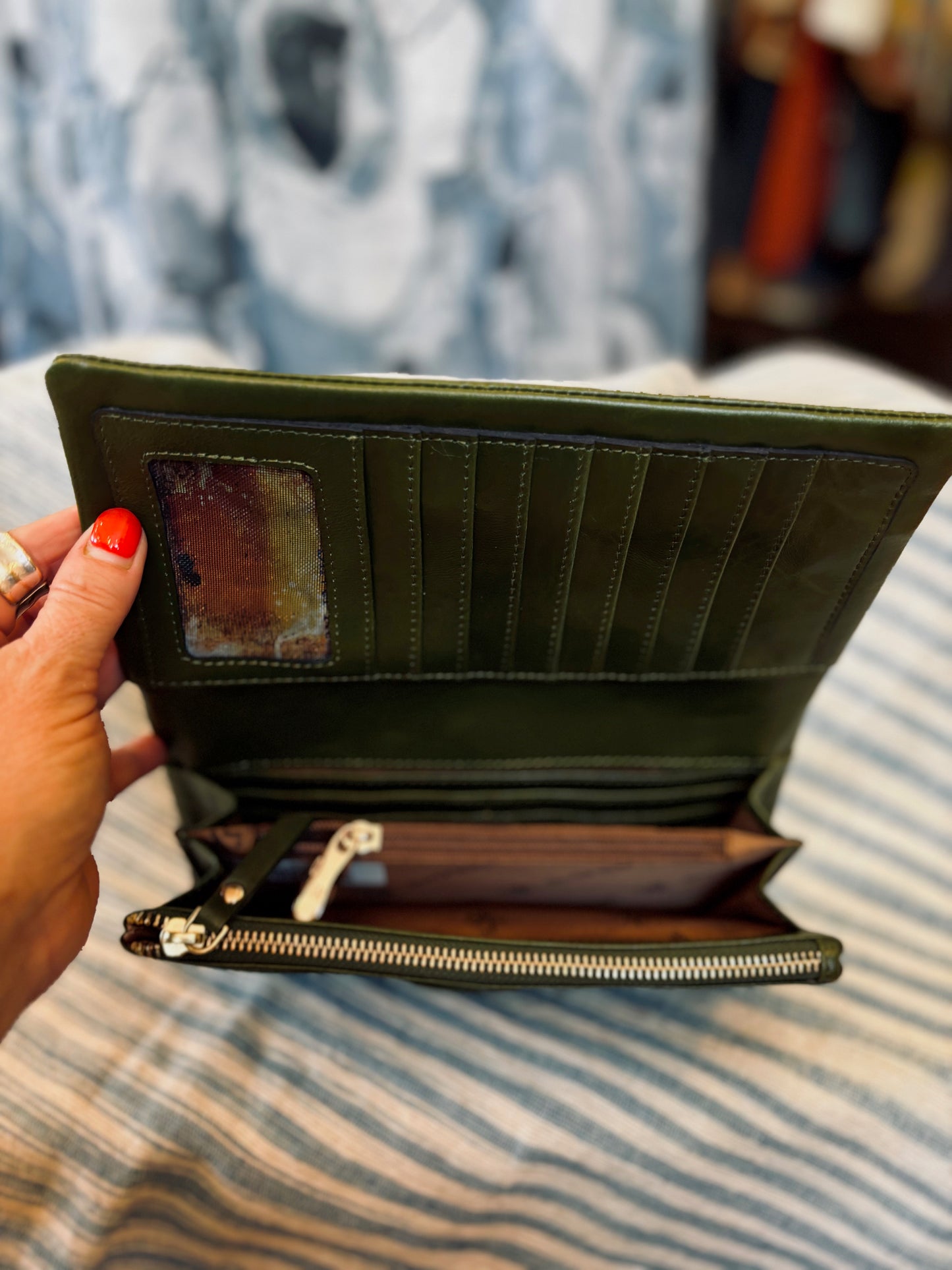 Olive Leather Wallet/Clutch BG1463