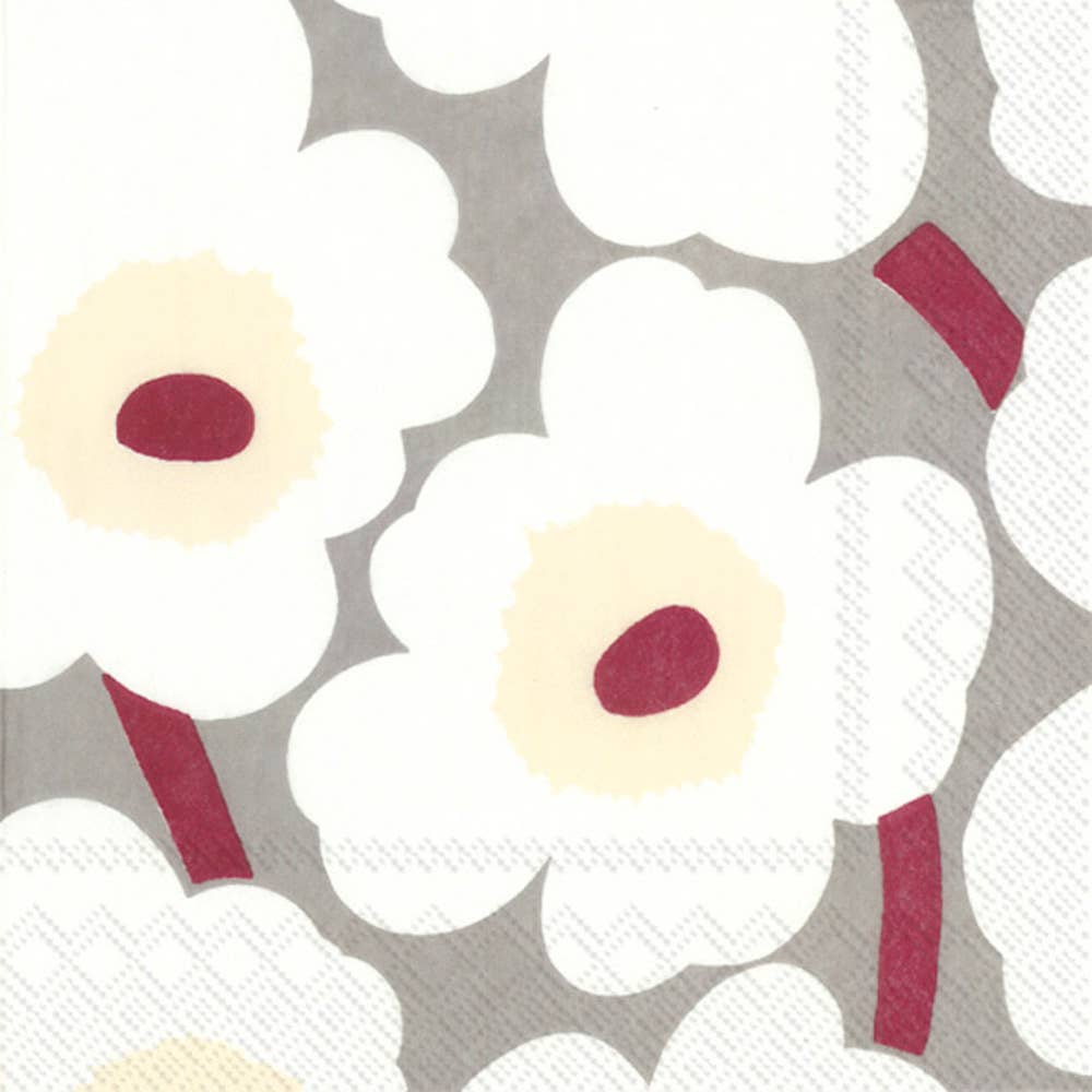 Paper Lunch Napkin 20 Ct Unikko Grey Cream Marimekko