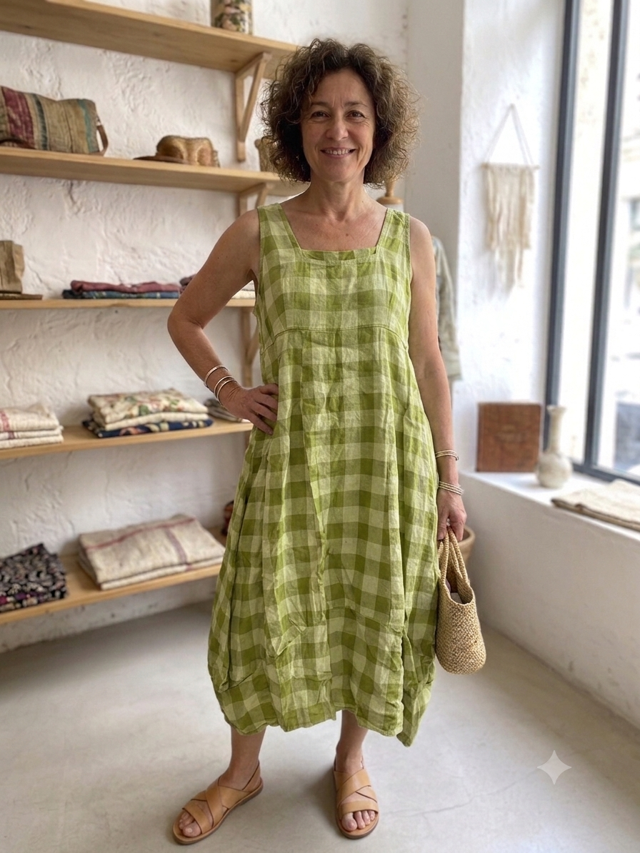 Gingham Linen Dress