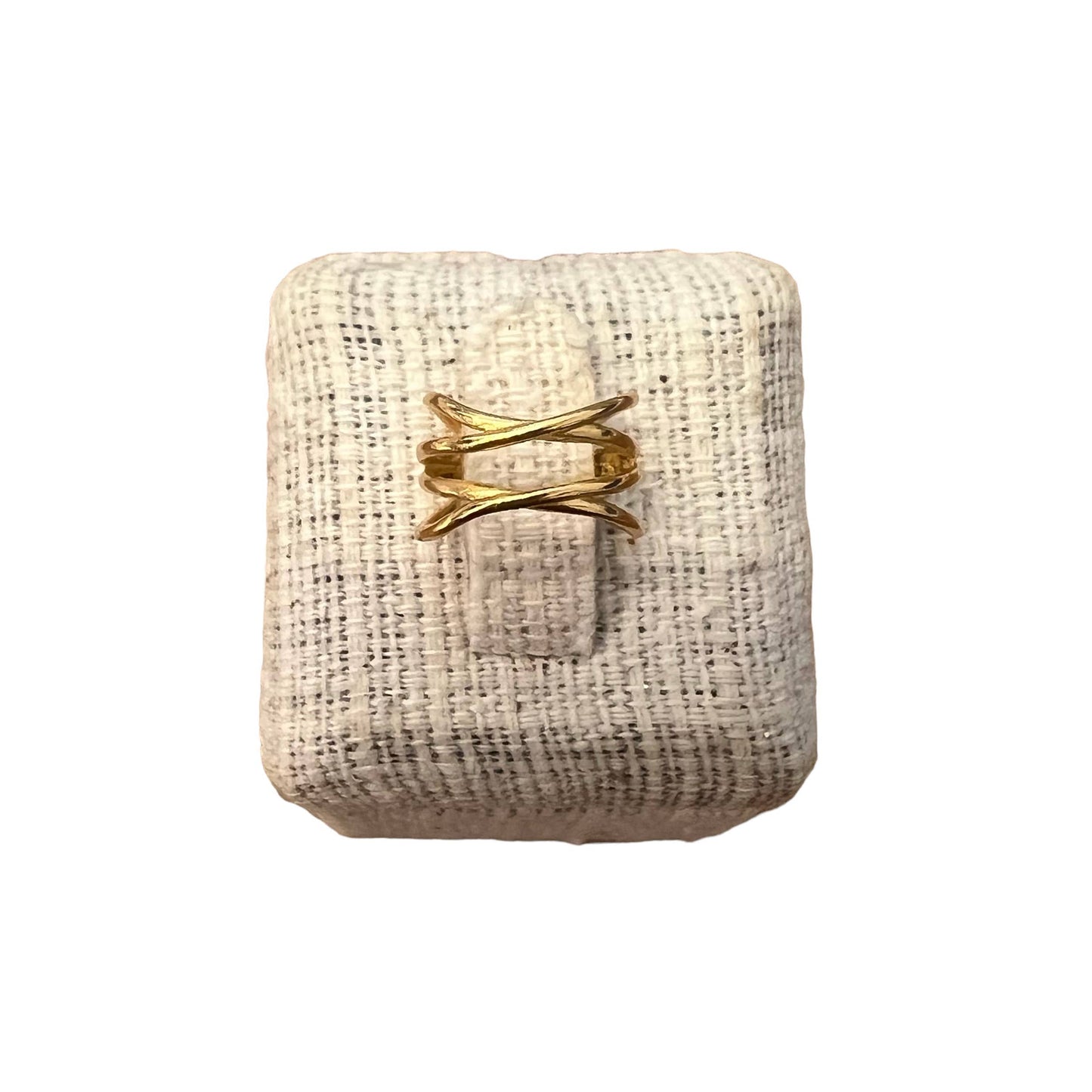 Double Cross Bar Ear Cuff - Sterling Silver & Gold
