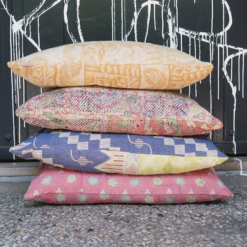 Set kantha Sham Pillow Cover Handmade Decorative Cushion