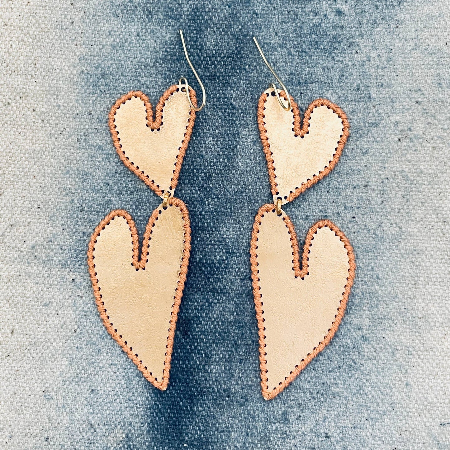Brass Heart Earrings, Modern Handmade, Statement jewelry
