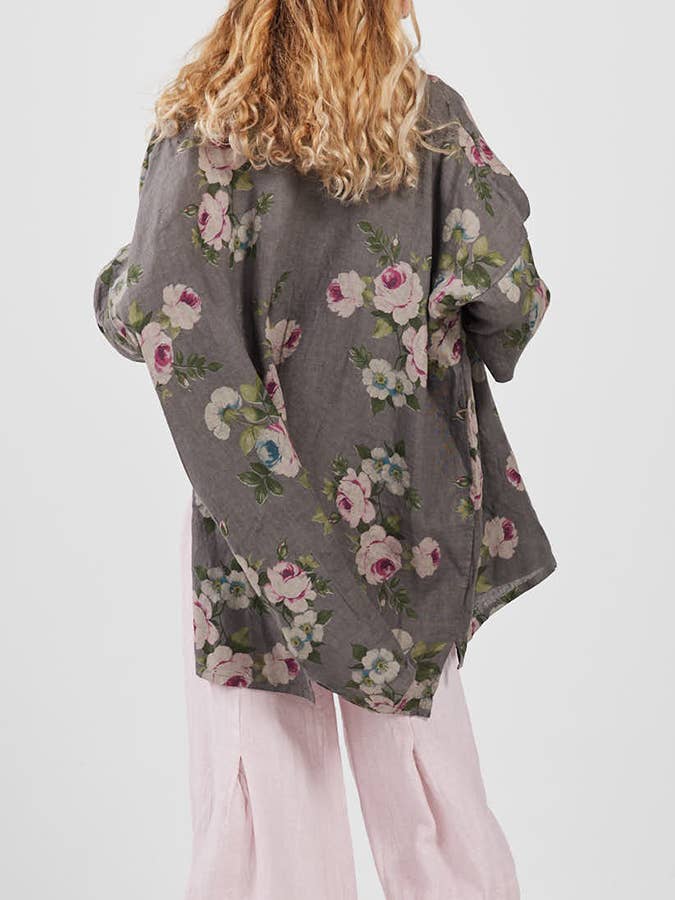 WOMEN'S - Linen FLORAL Teddy Shirt