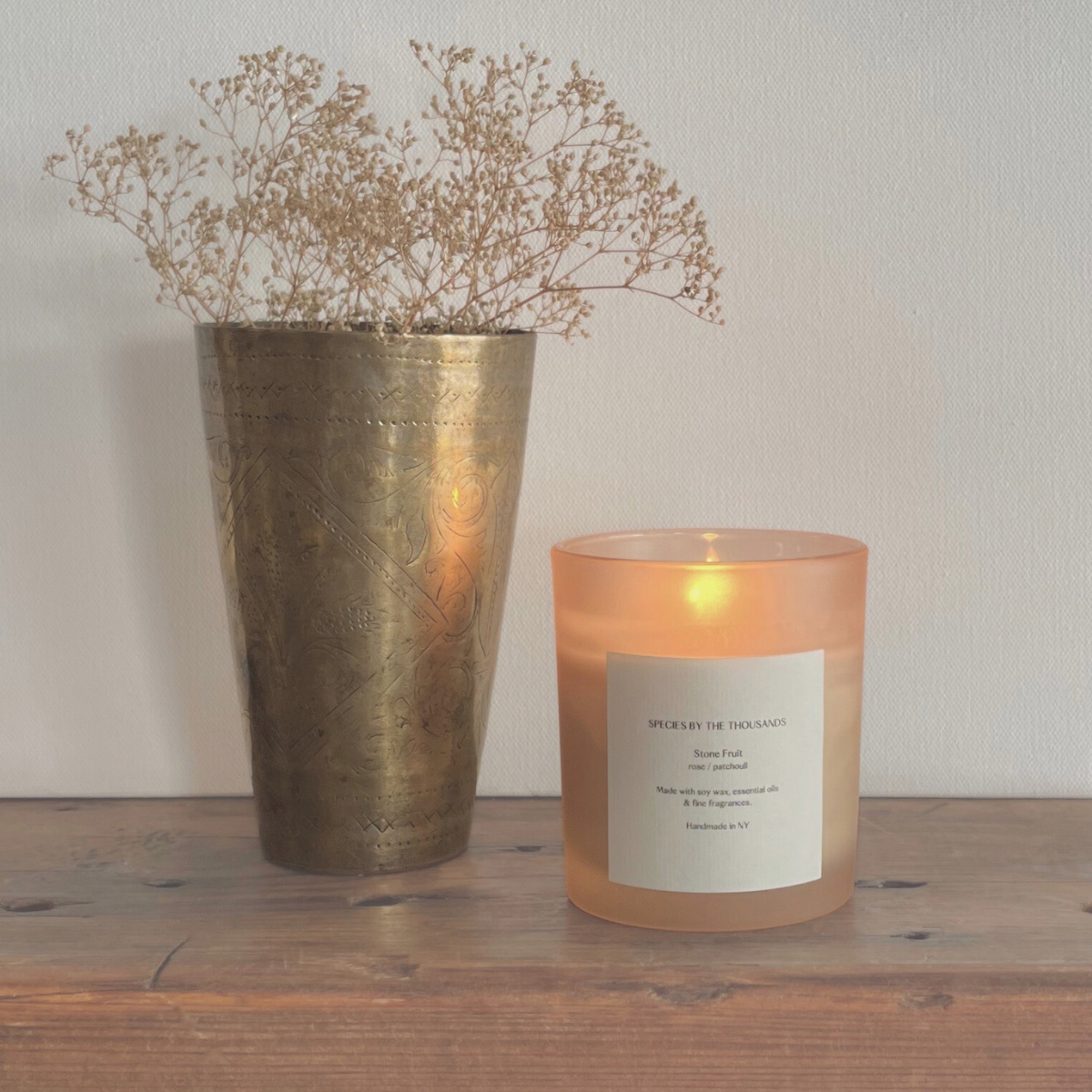 Stone Fruit, Rose + Patchouli Handcrafted Scented Soy Candle