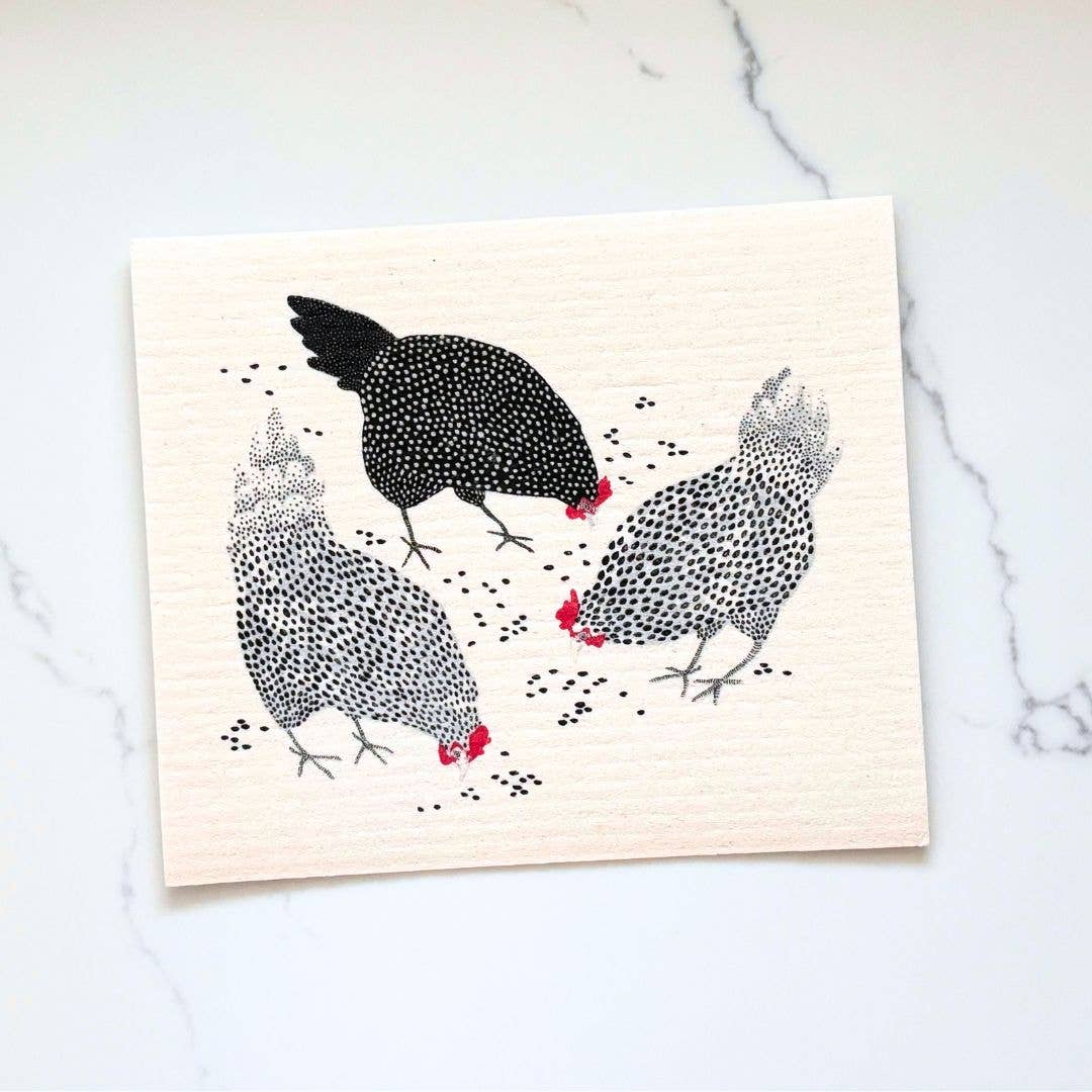 Happy Chickens Swedish Dishcloth | Farmhouse kitchen