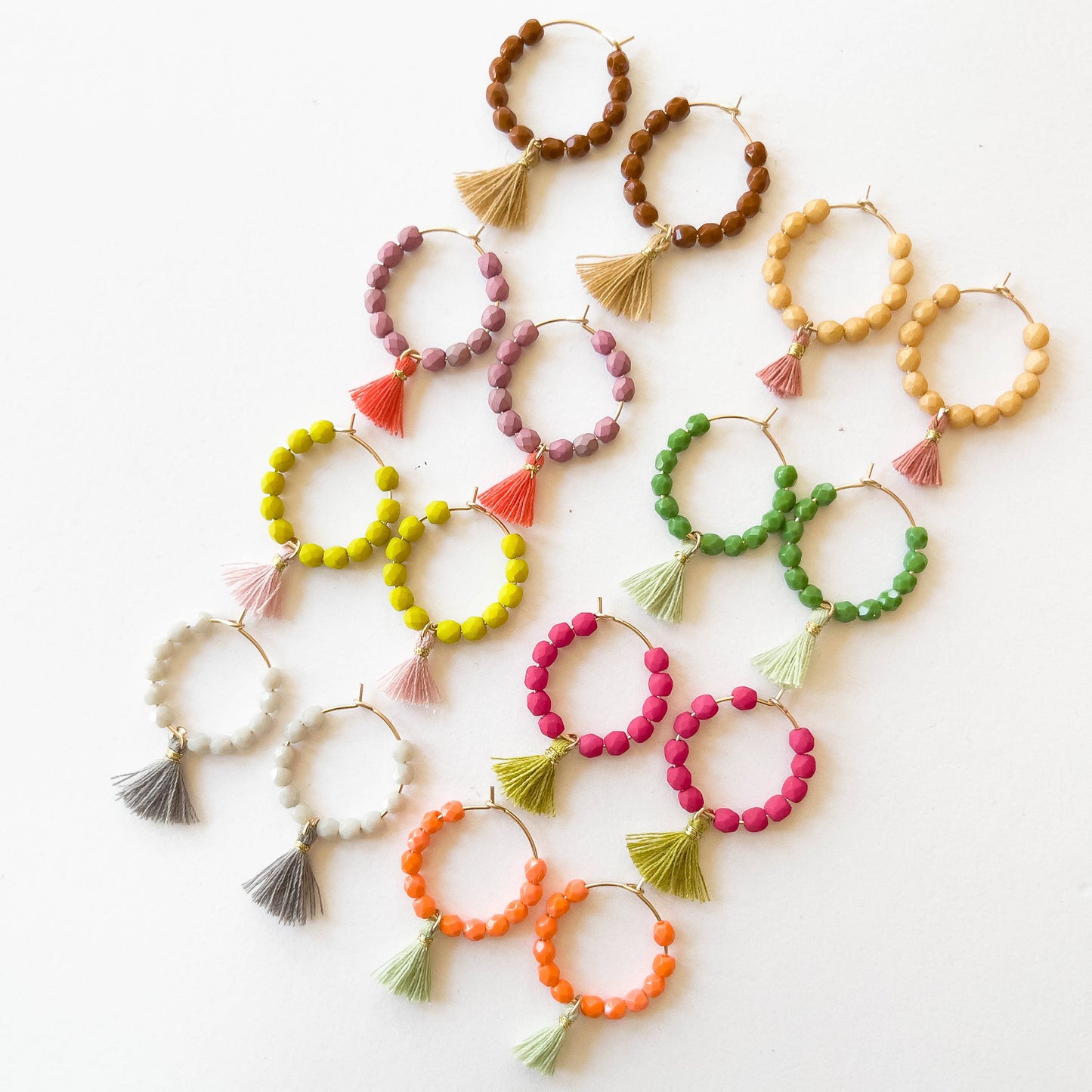 Small Gold Filled Hoops With Beads And Tassels