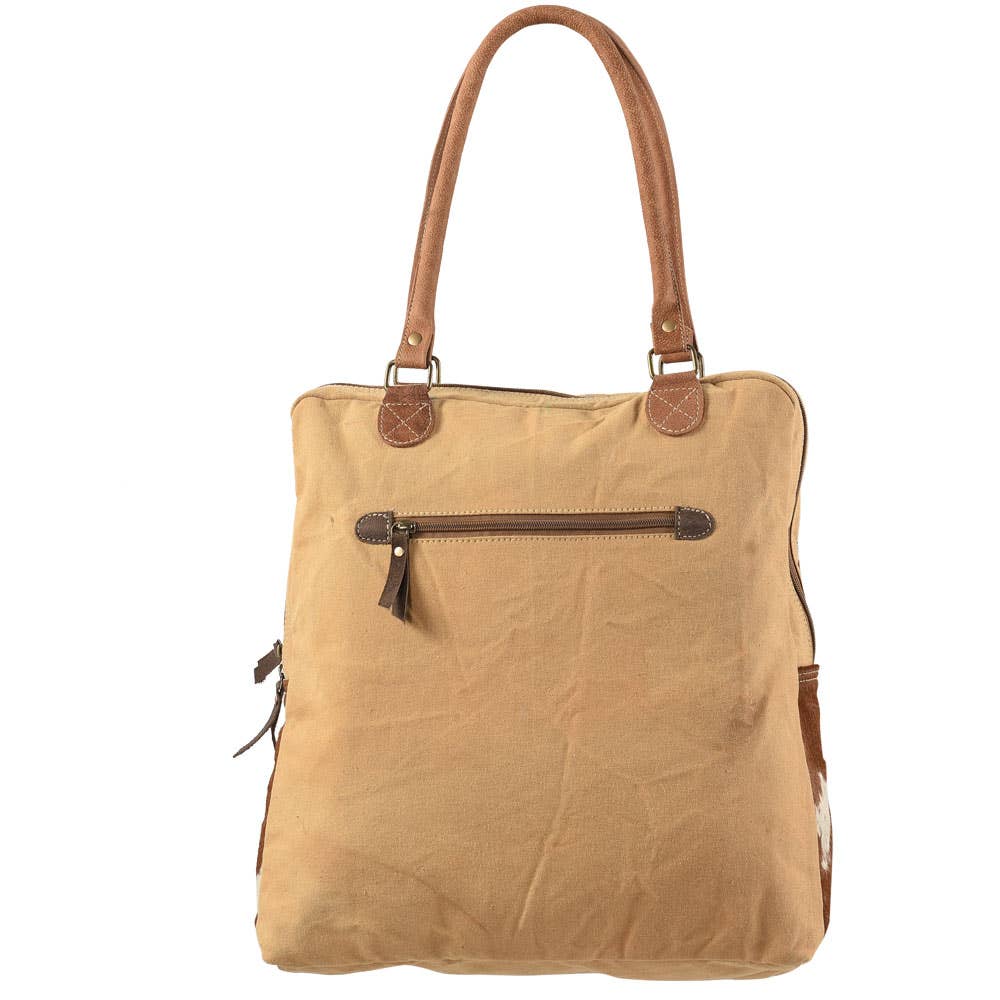 Mixed Fabric Canvas And Fur Bag