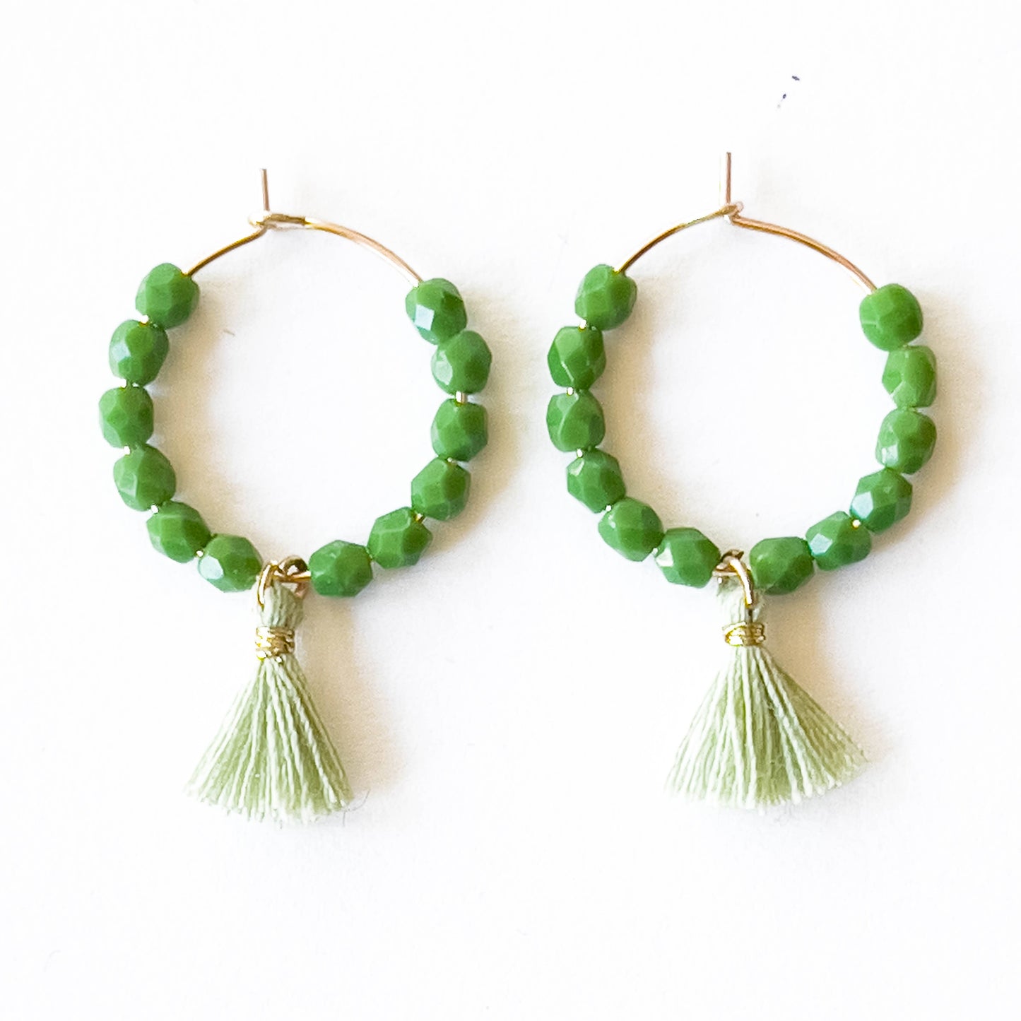 Small Gold Filled Hoops With Beads And Tassels