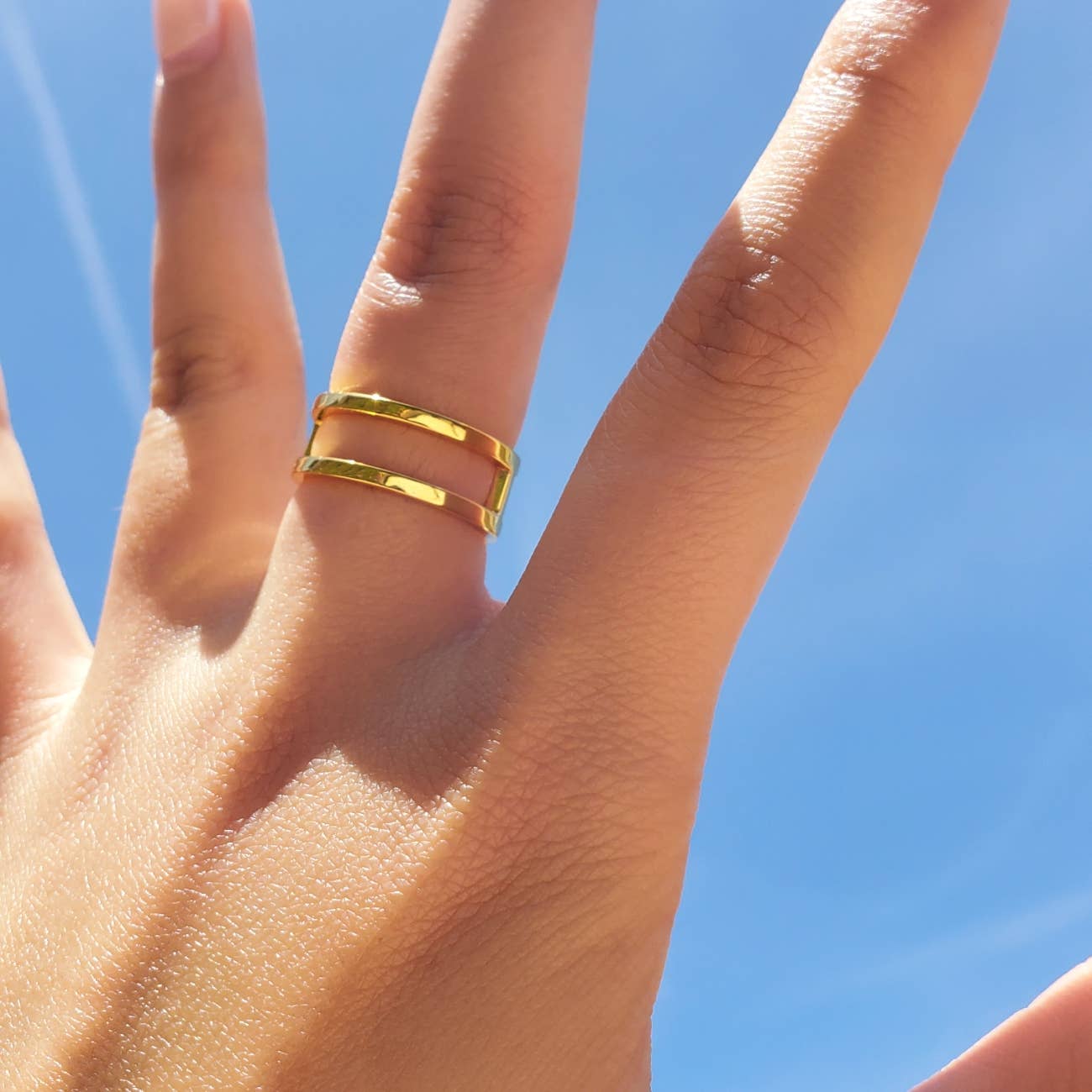 MINIMALIST DOUBLE BAND RING - R-F7936