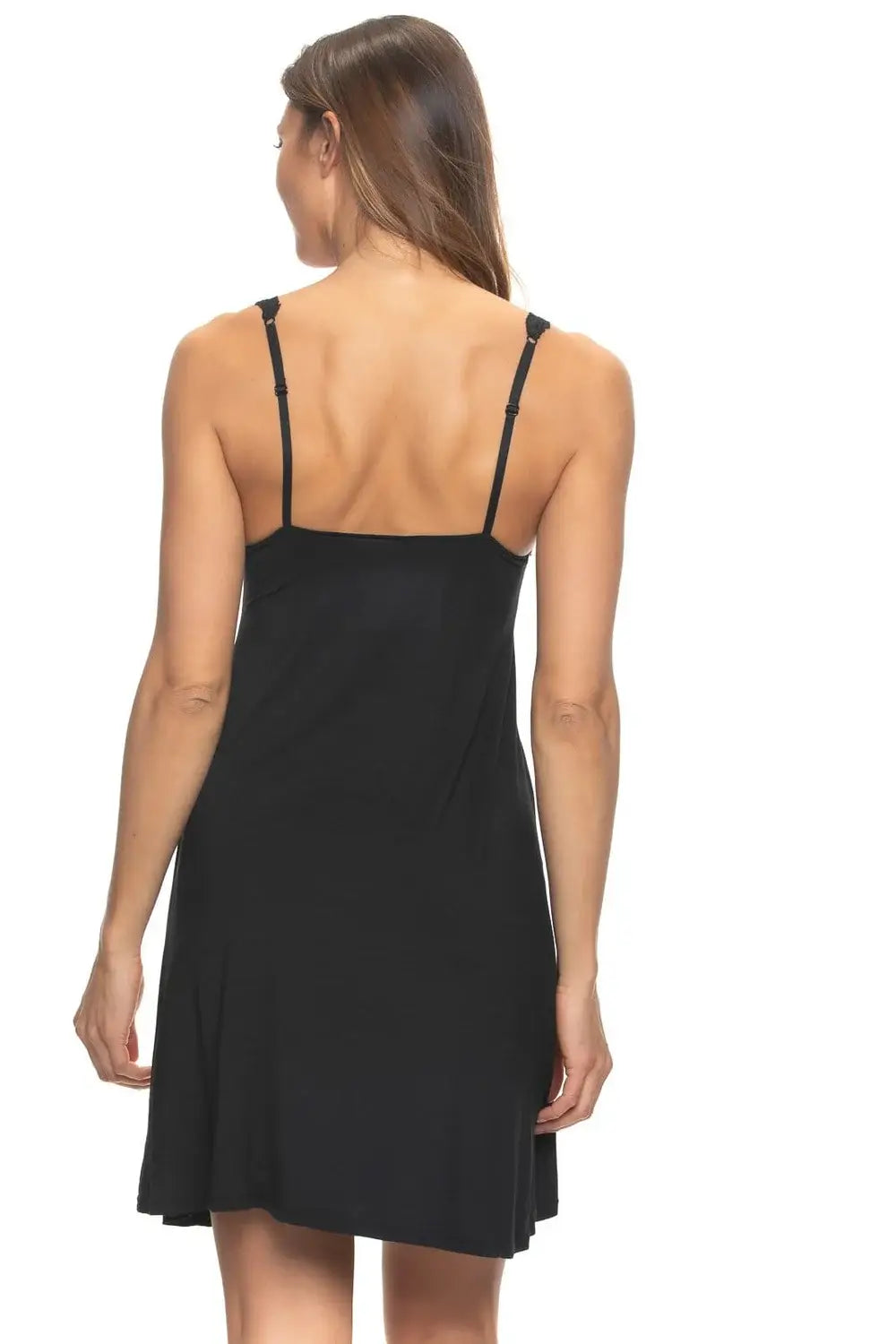Silky Soft Micro Modal Chemise w Lace - Black